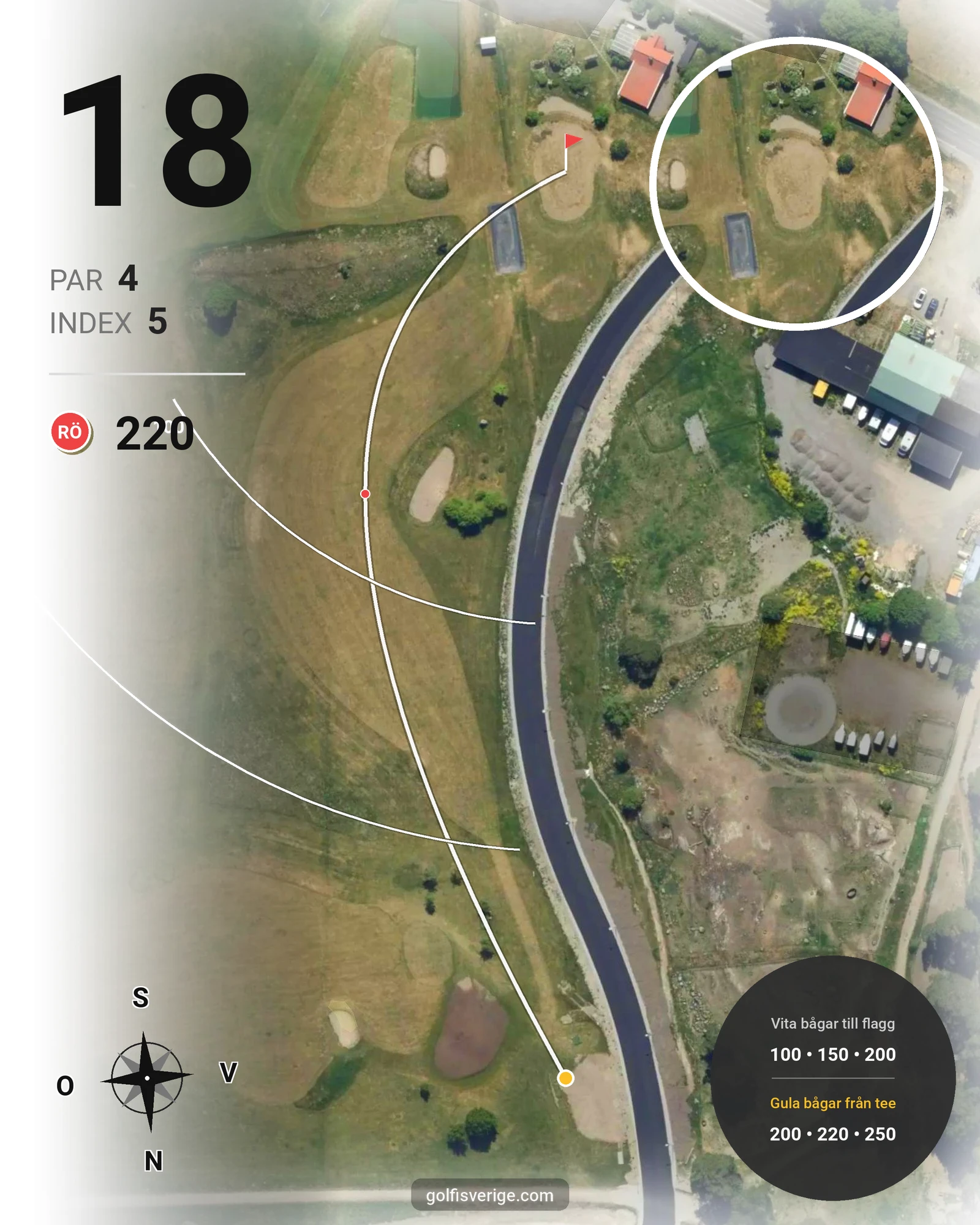 Banguide Prästgården 9-hål, par 30 på Jarlabanke Golfklubb - Hål 18 karta