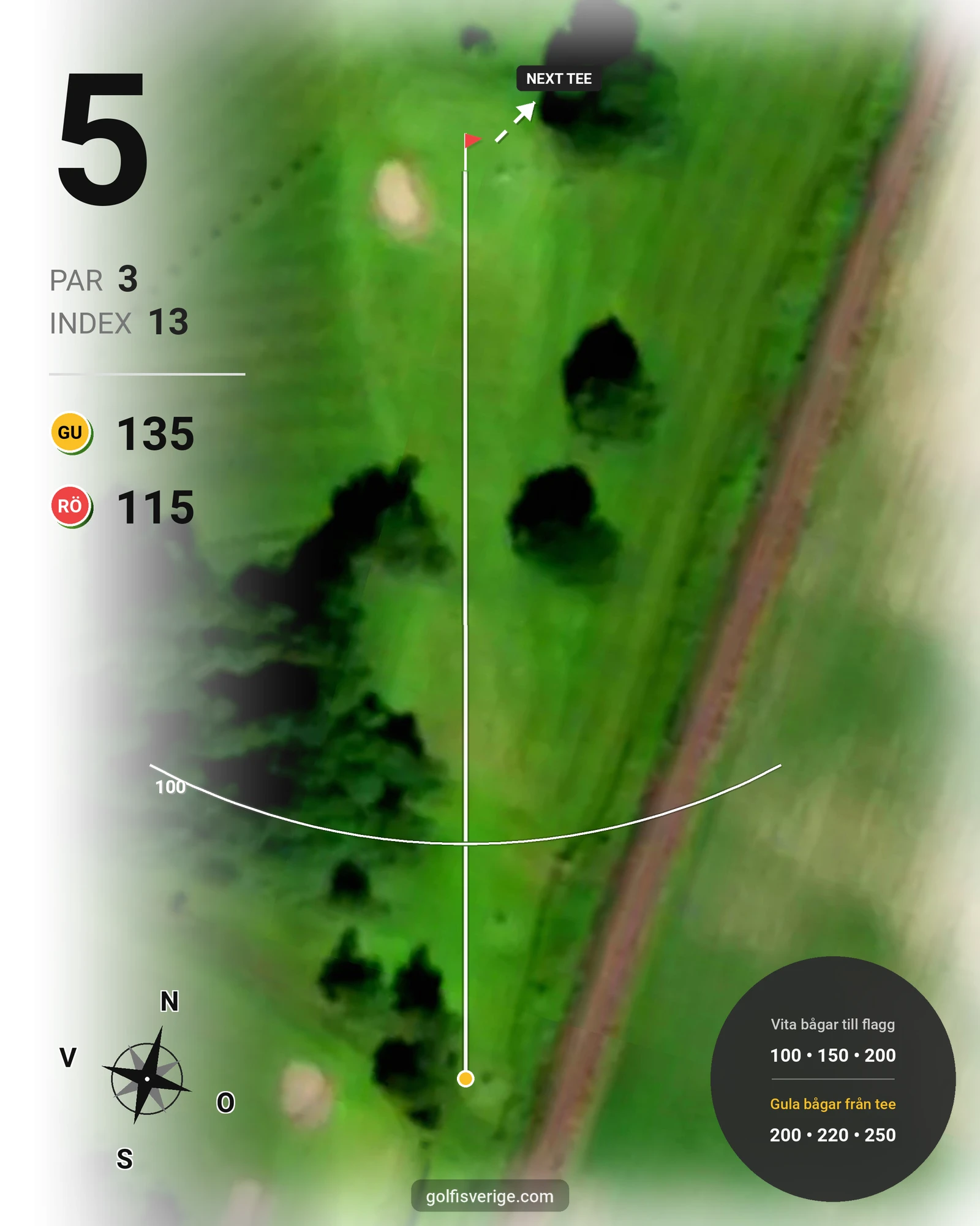 Banguide Berga Banan på Järvsöbadens Golfklubb - Hål 5 karta