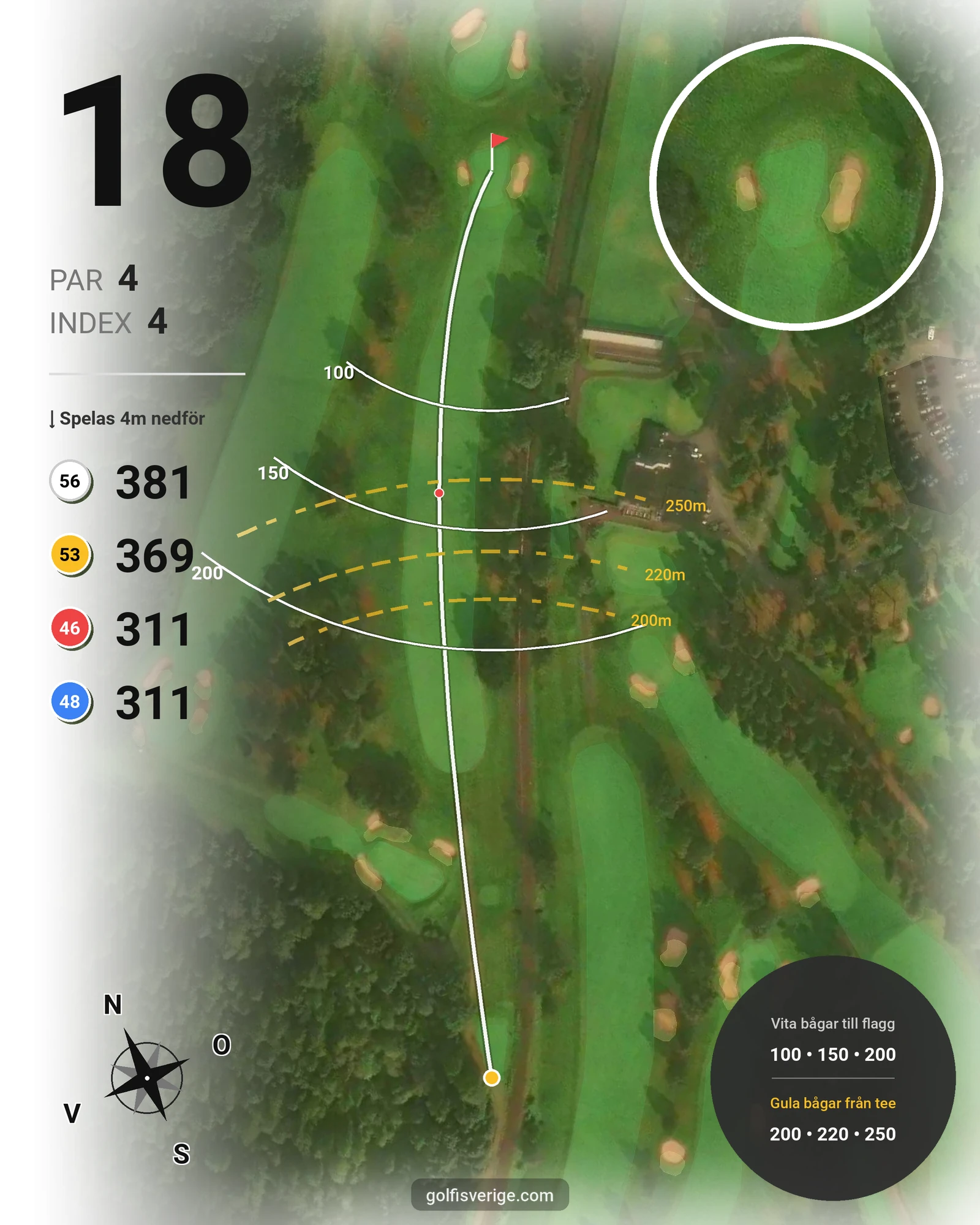 Banguide Jönköpings GK på Jönköpings Golfklubb - Hål 18 karta
