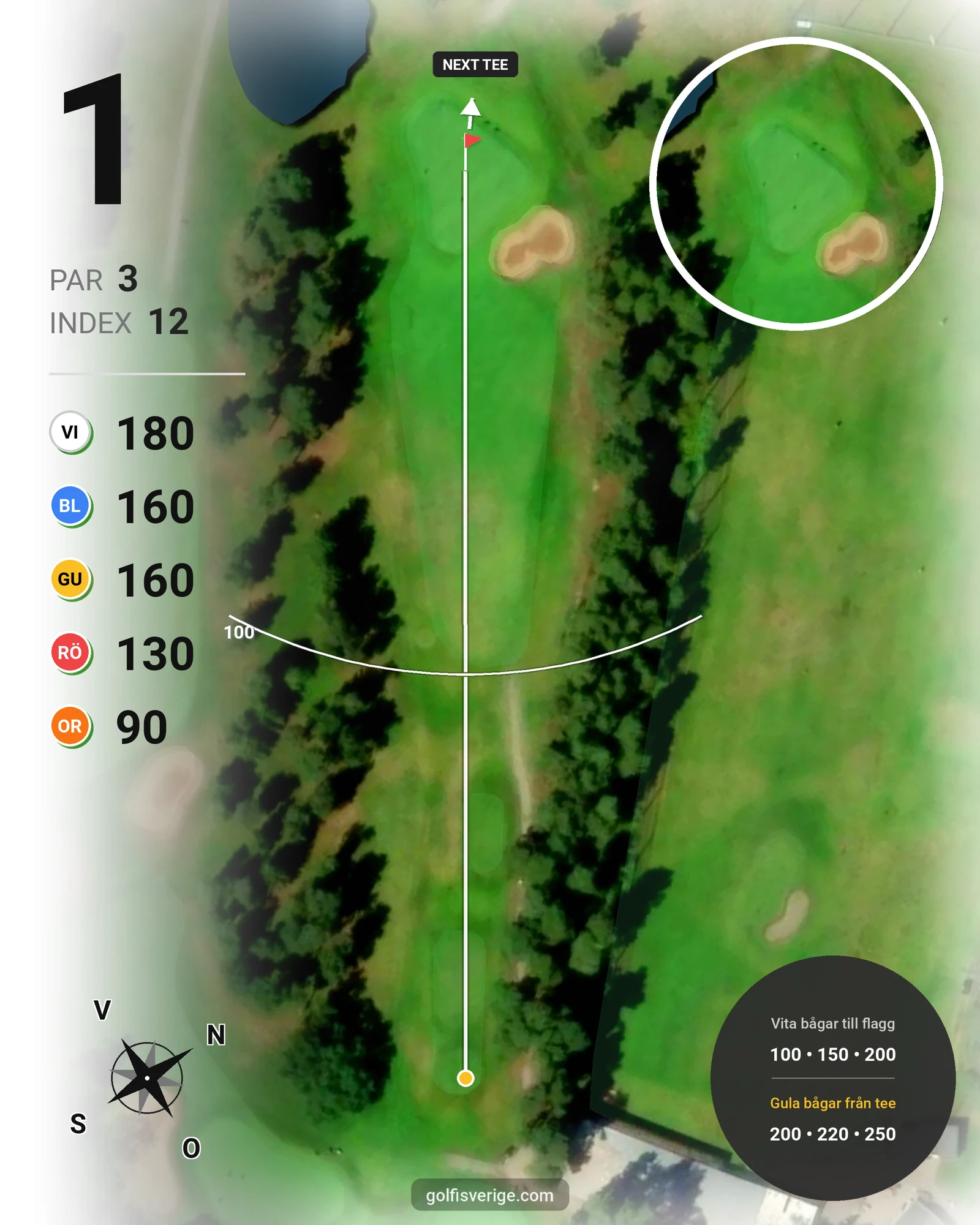 Banguide Nya Banan på Kalmar Golfklubb - Hål 1 karta