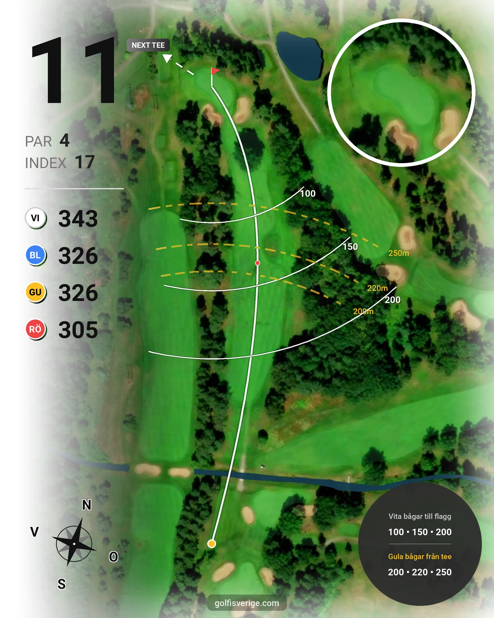 Banguide Gamla Banan på Kalmar Golfklubb - Hål 11 karta