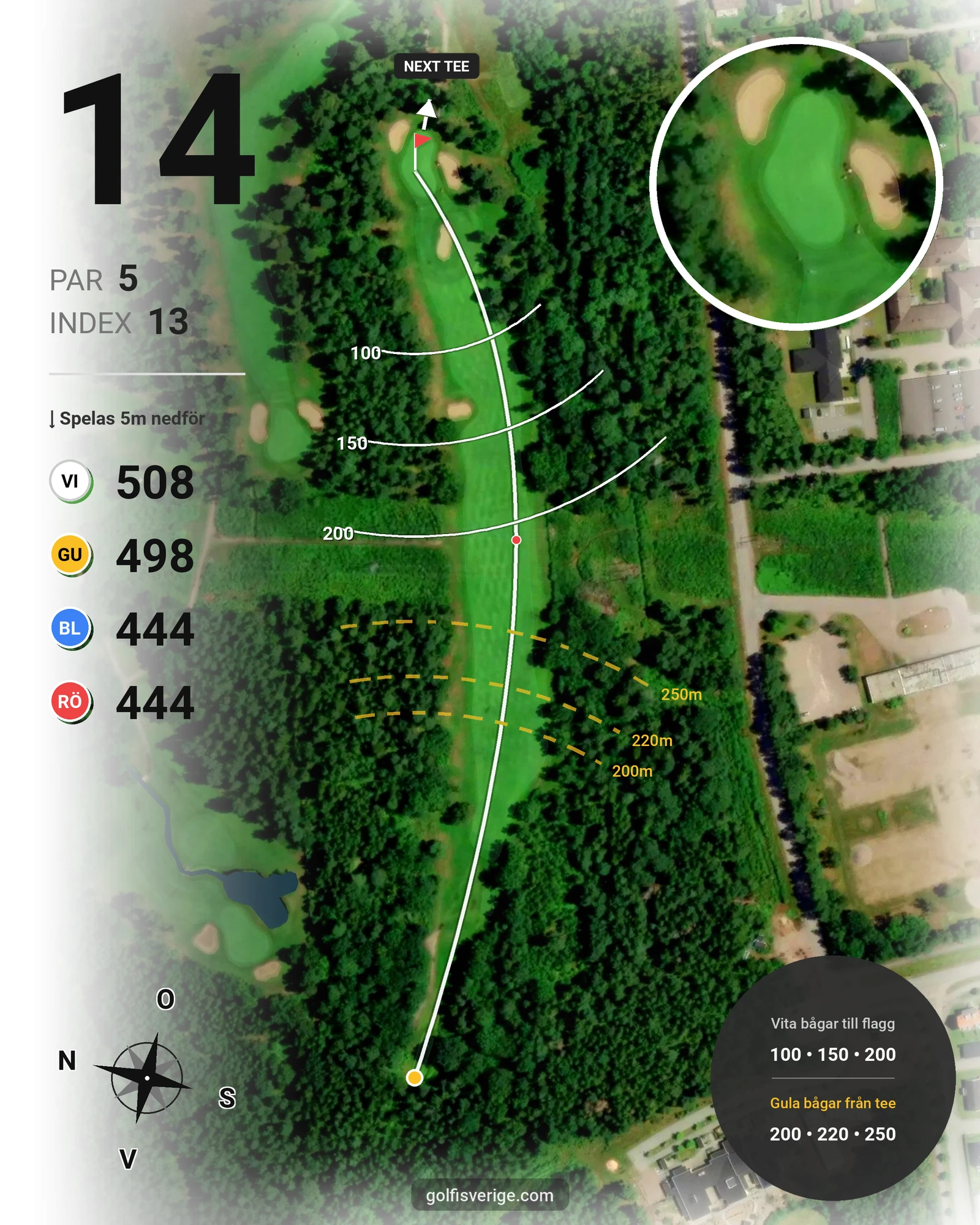 Banguide Gamla Banan på Kalmar Golfklubb - Hål 14 karta