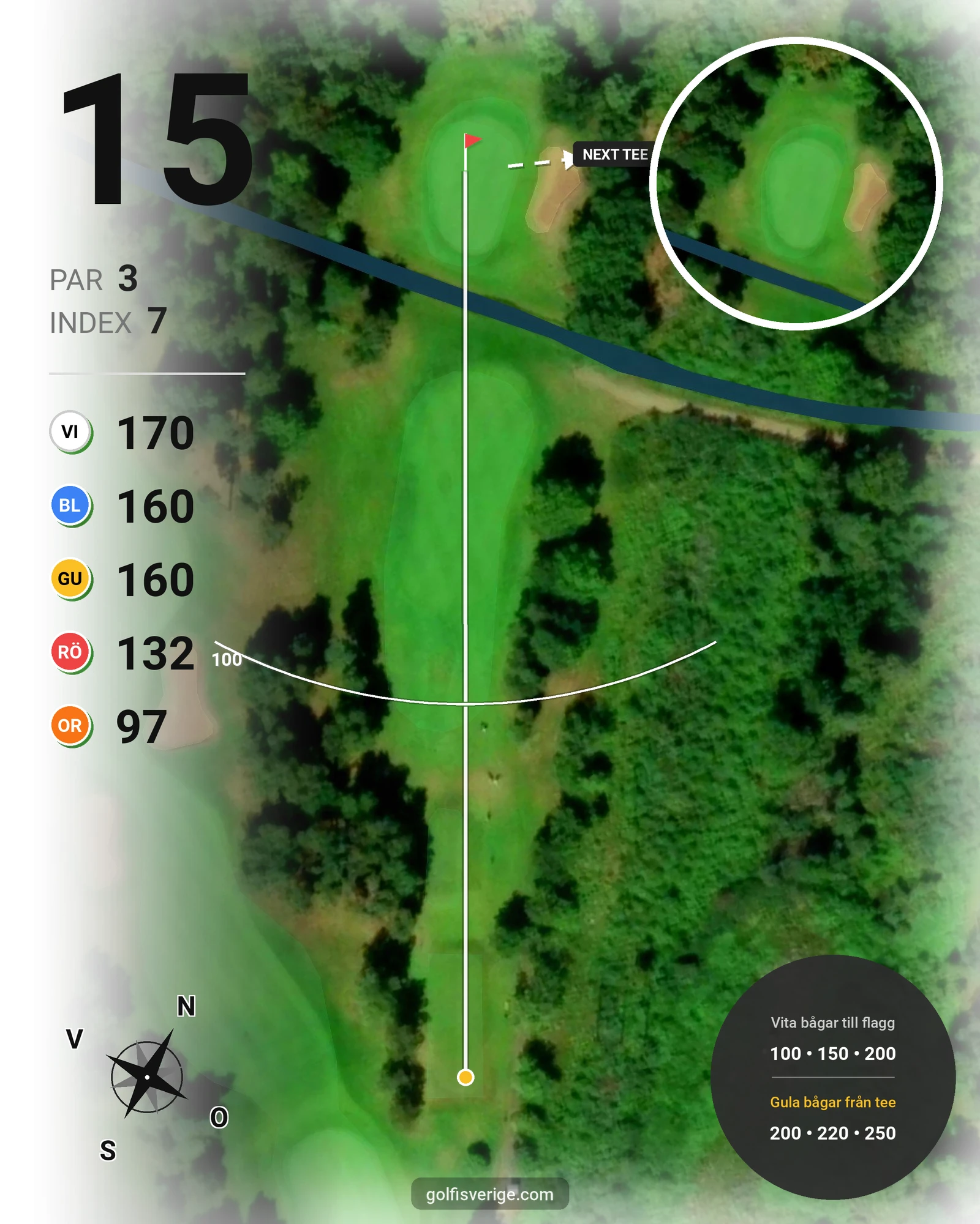 Banguide Nya Banan på Kalmar Golfklubb - Hål 15 karta