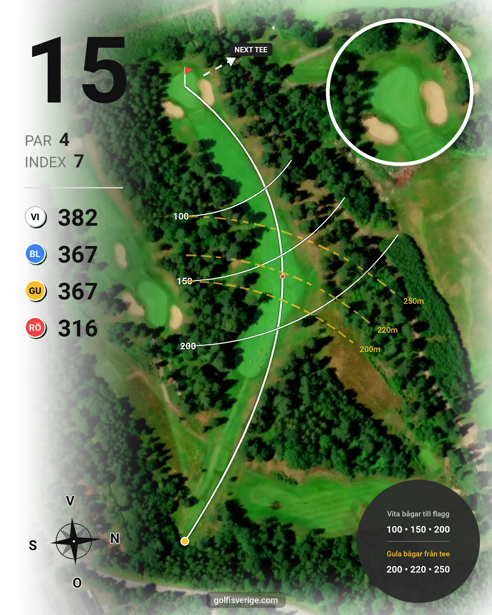 Banguide Gamla Banan på Kalmar Golfklubb - Hål 15 karta