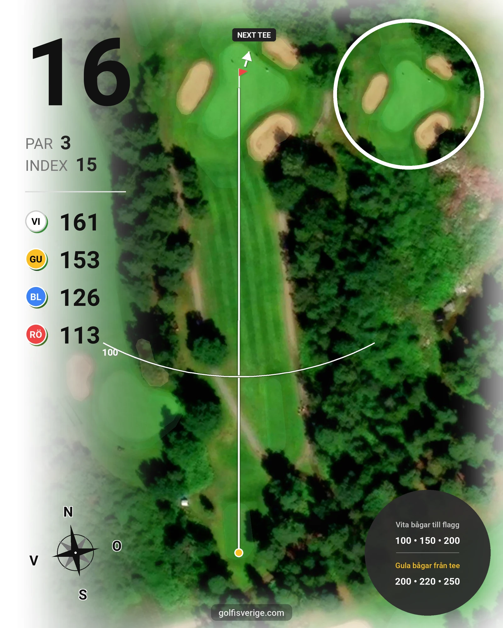 Banguide Gamla Banan på Kalmar Golfklubb - Hål 16 karta