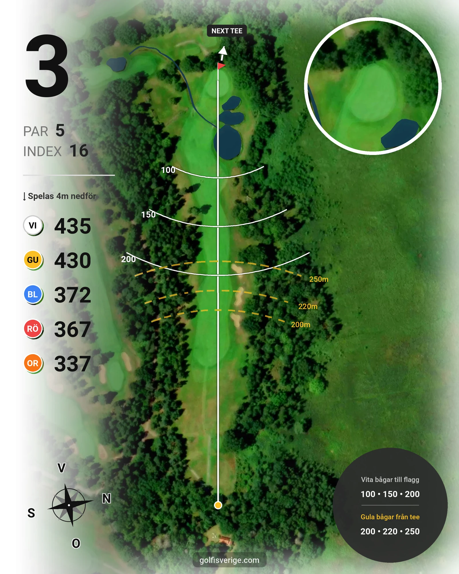 Banguide Nya Banan på Kalmar Golfklubb - Hål 3 karta