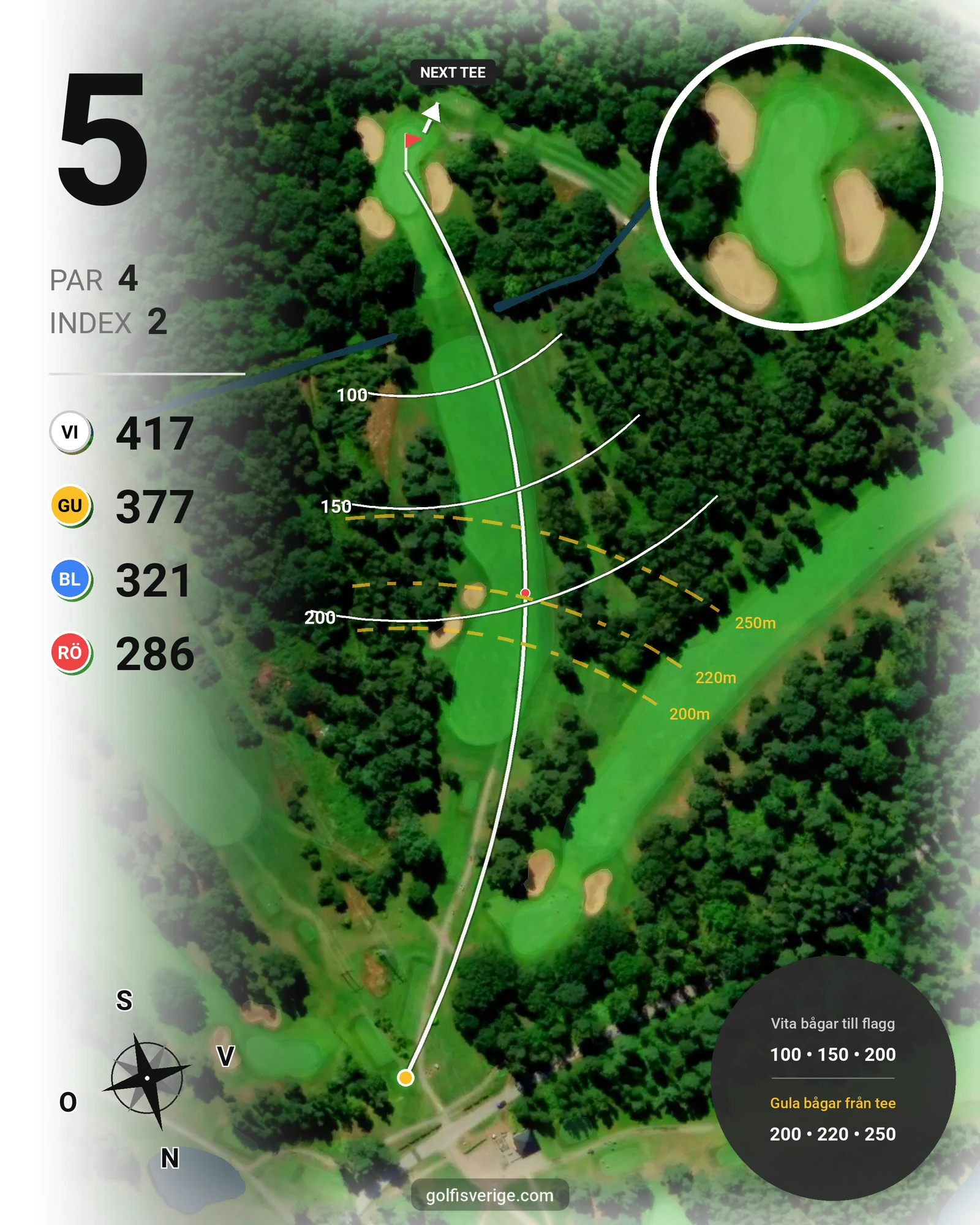 Banguide Gamla Banan på Kalmar Golfklubb - Hål 5 karta