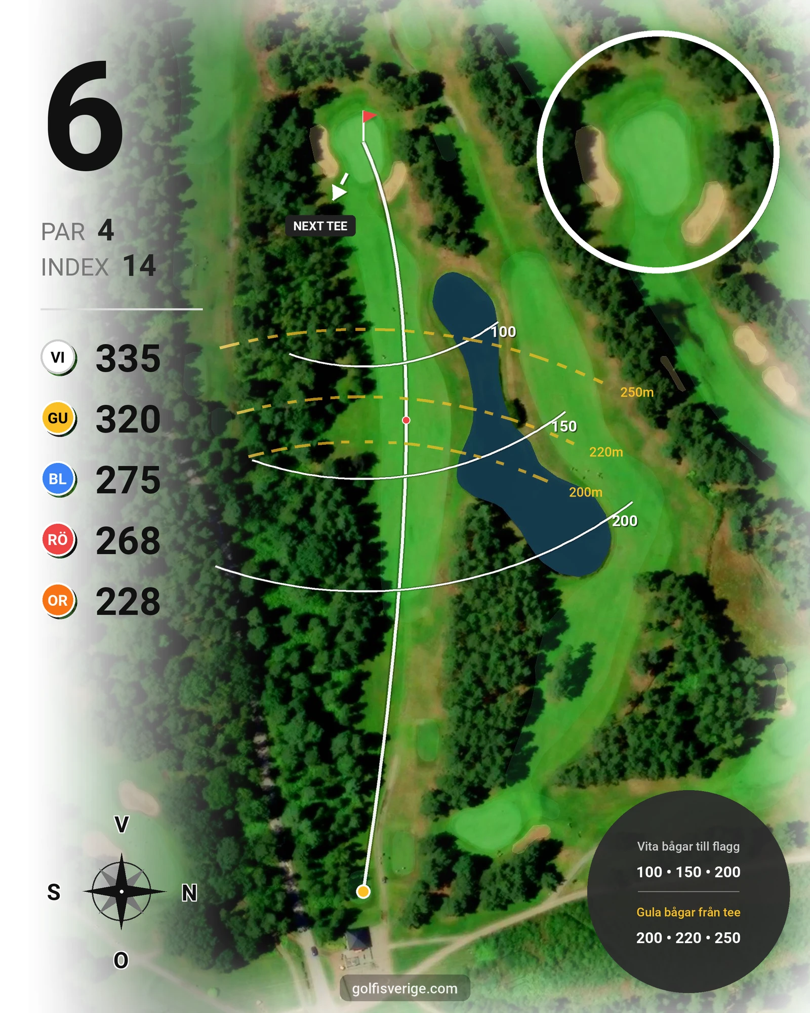Banguide Nya Banan på Kalmar Golfklubb - Hål 6 karta
