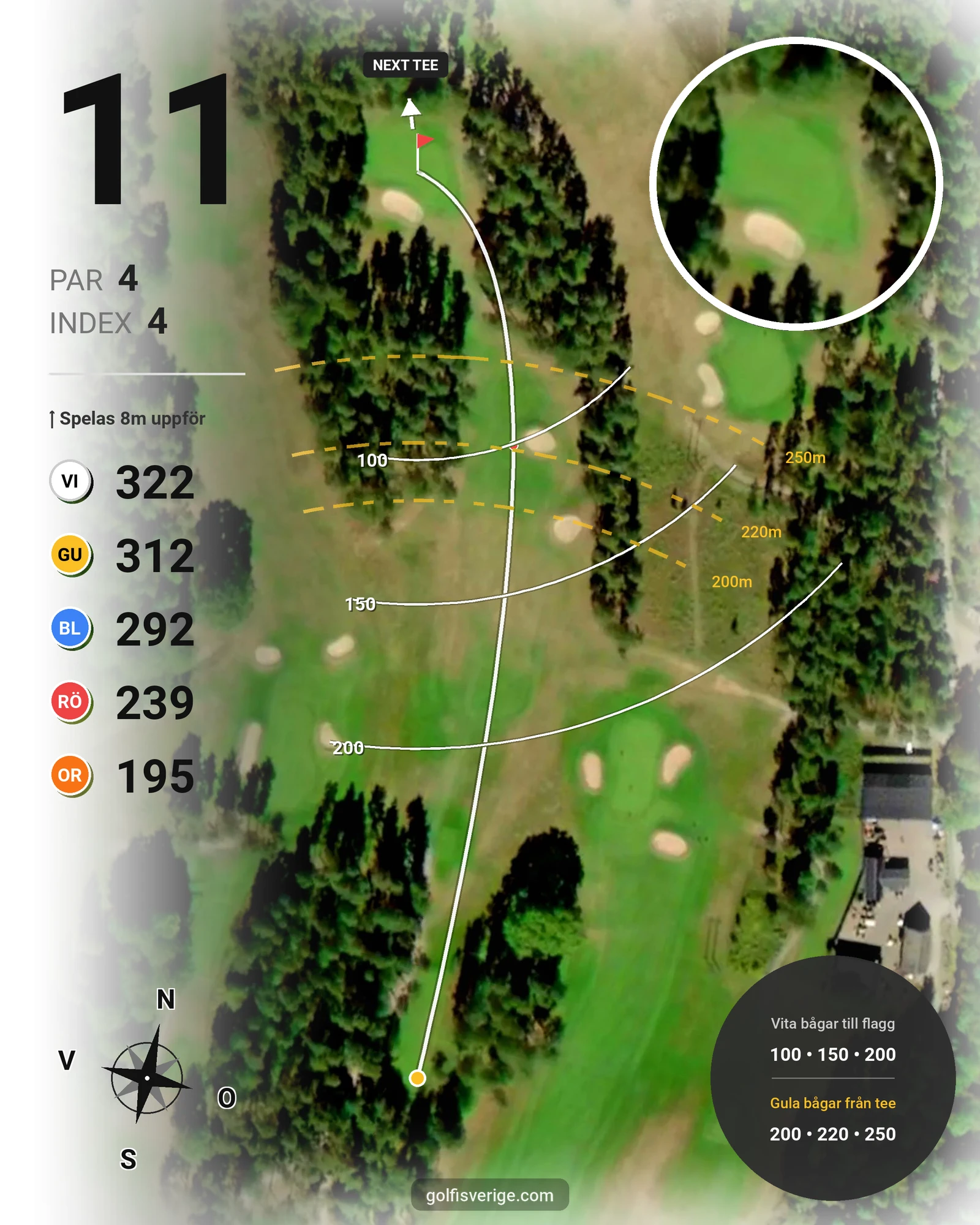 Banguide Gamla på Karlshamns Golfklubb - Hål 11 karta