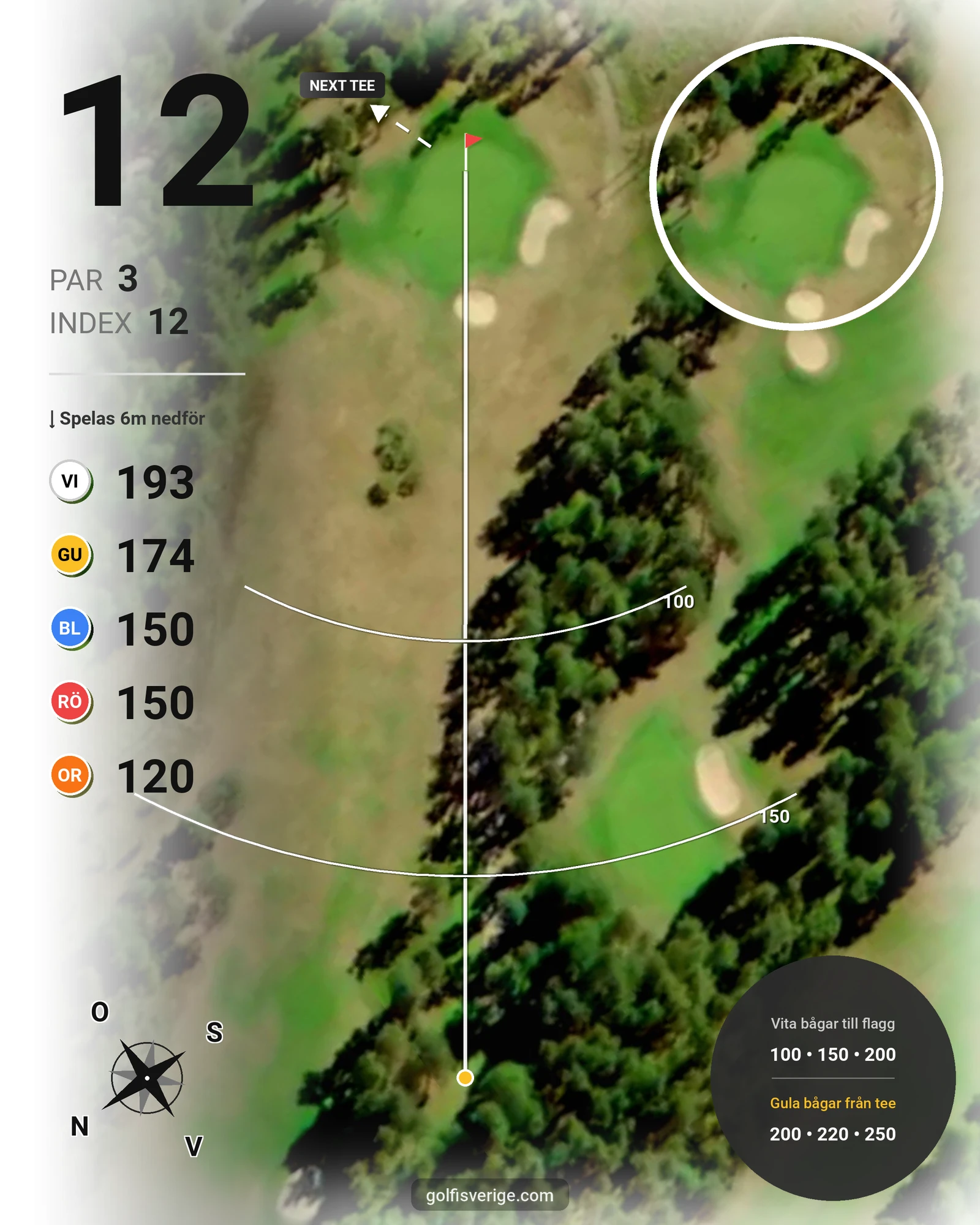 Banguide Gamla på Karlshamns Golfklubb - Hål 12 karta