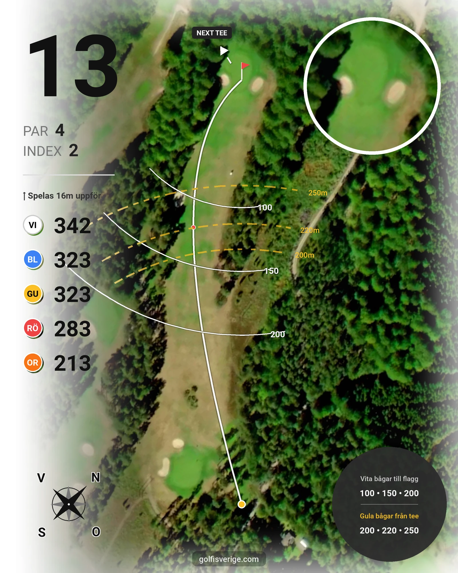 Banguide Gamla på Karlshamns Golfklubb - Hål 13 karta