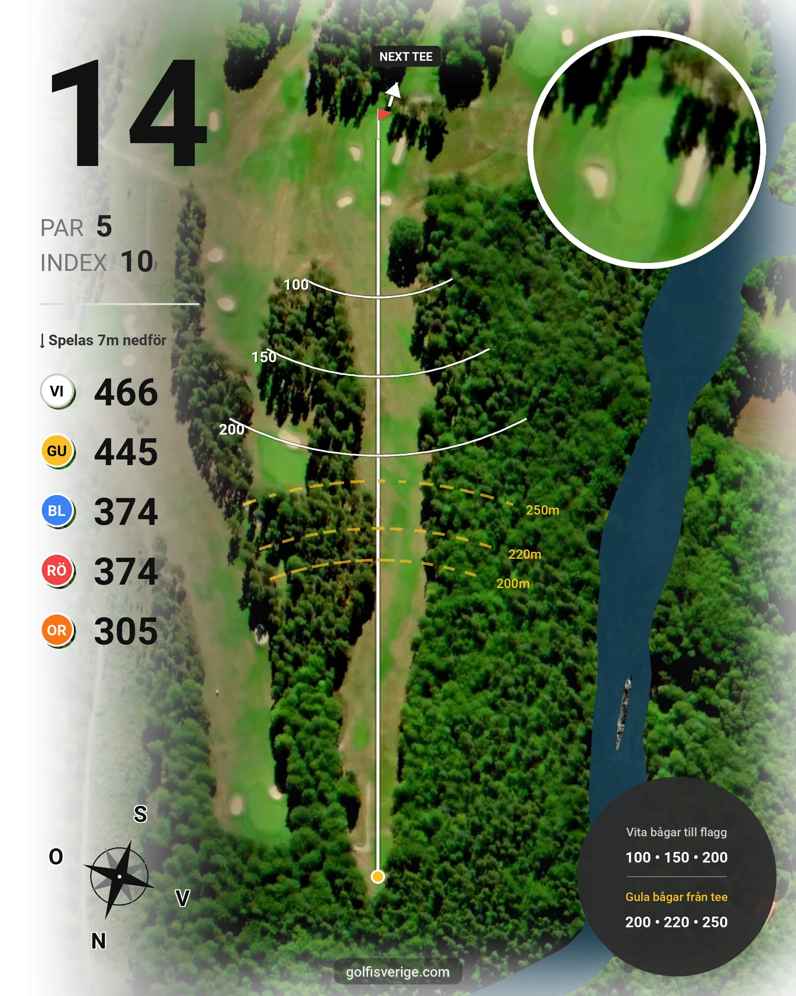 Banguide Gamla på Karlshamns Golfklubb - Hål 14 karta
