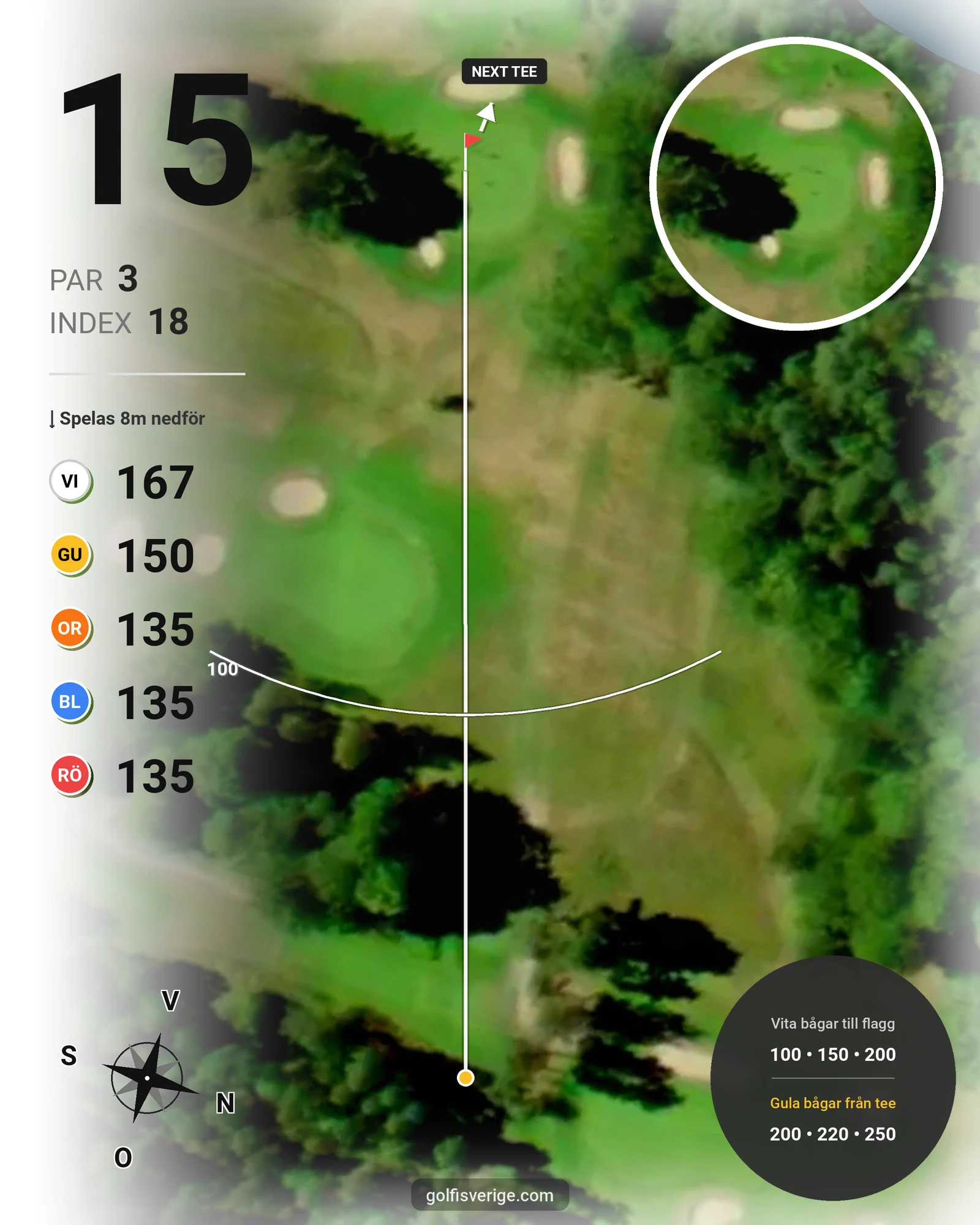 Banguide Gamla på Karlshamns Golfklubb - Hål 15 karta