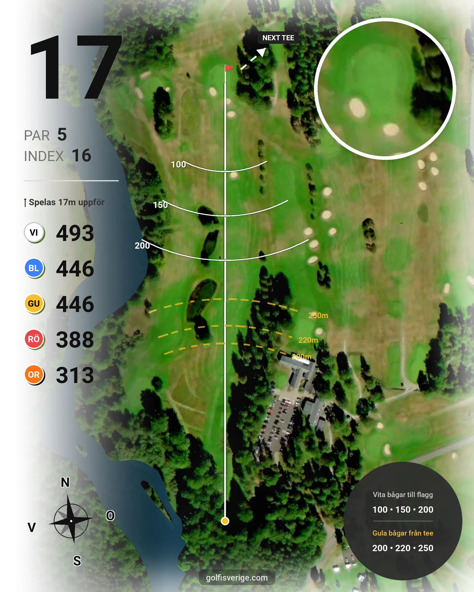 Banguide Gamla på Karlshamns Golfklubb - Hål 17 karta