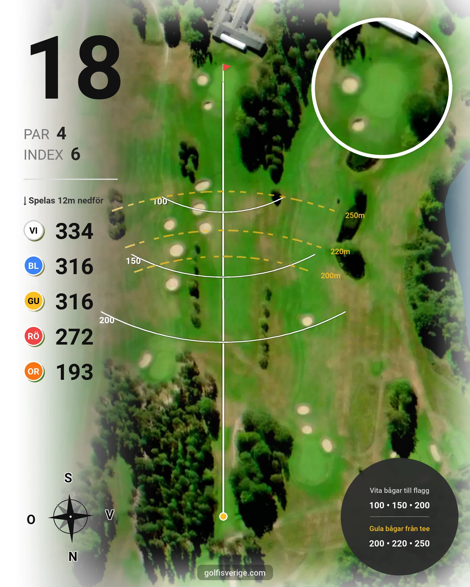 Banguide Gamla på Karlshamns Golfklubb - Hål 18 karta