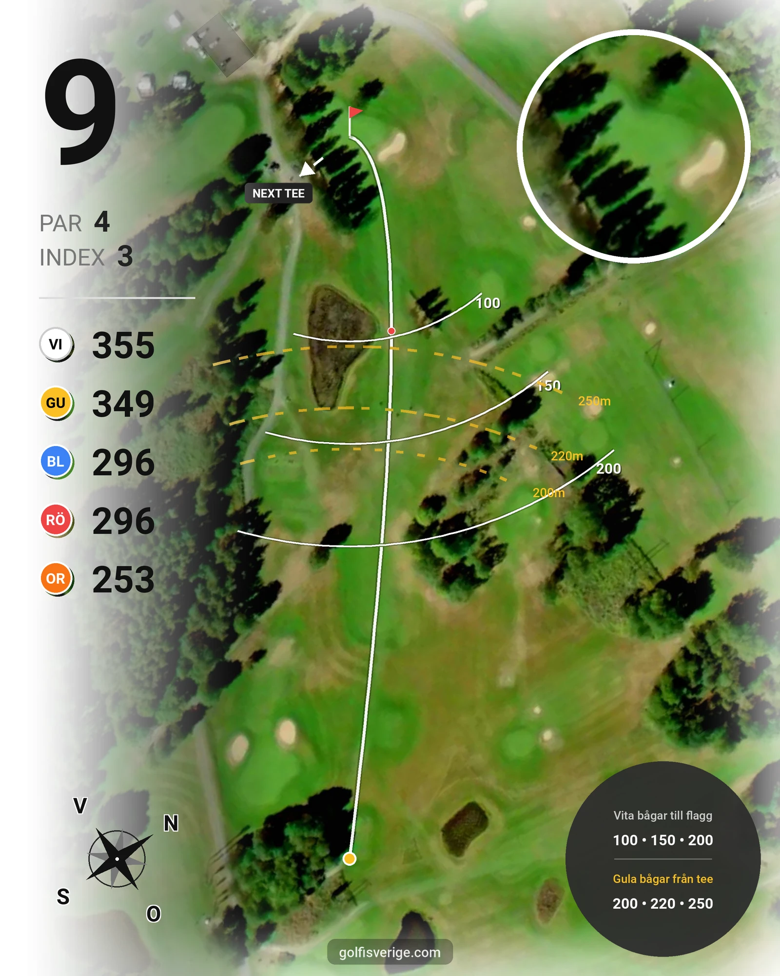 Banguide Nya på Karlshamns Golfklubb - Hål 9 karta
