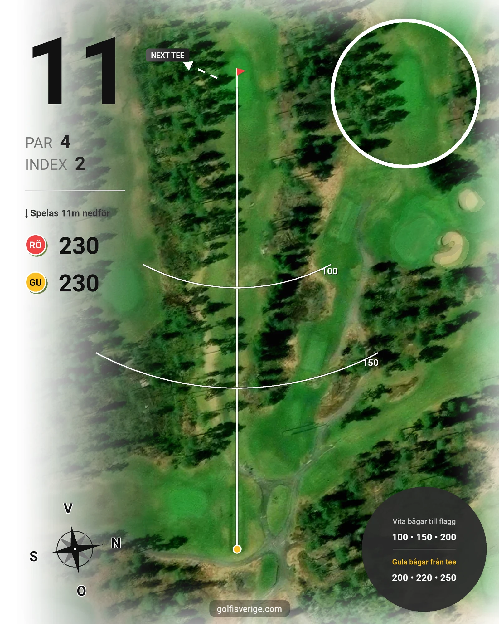 Banguide Karlstad GK Solslingan på Karlstads Golfklubb - Hål 11 karta