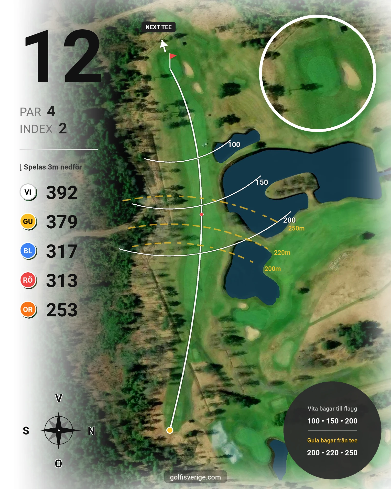 Banguide KARLSTAD GK 9 hål på Karlstads Golfklubb - Hål 12 karta
