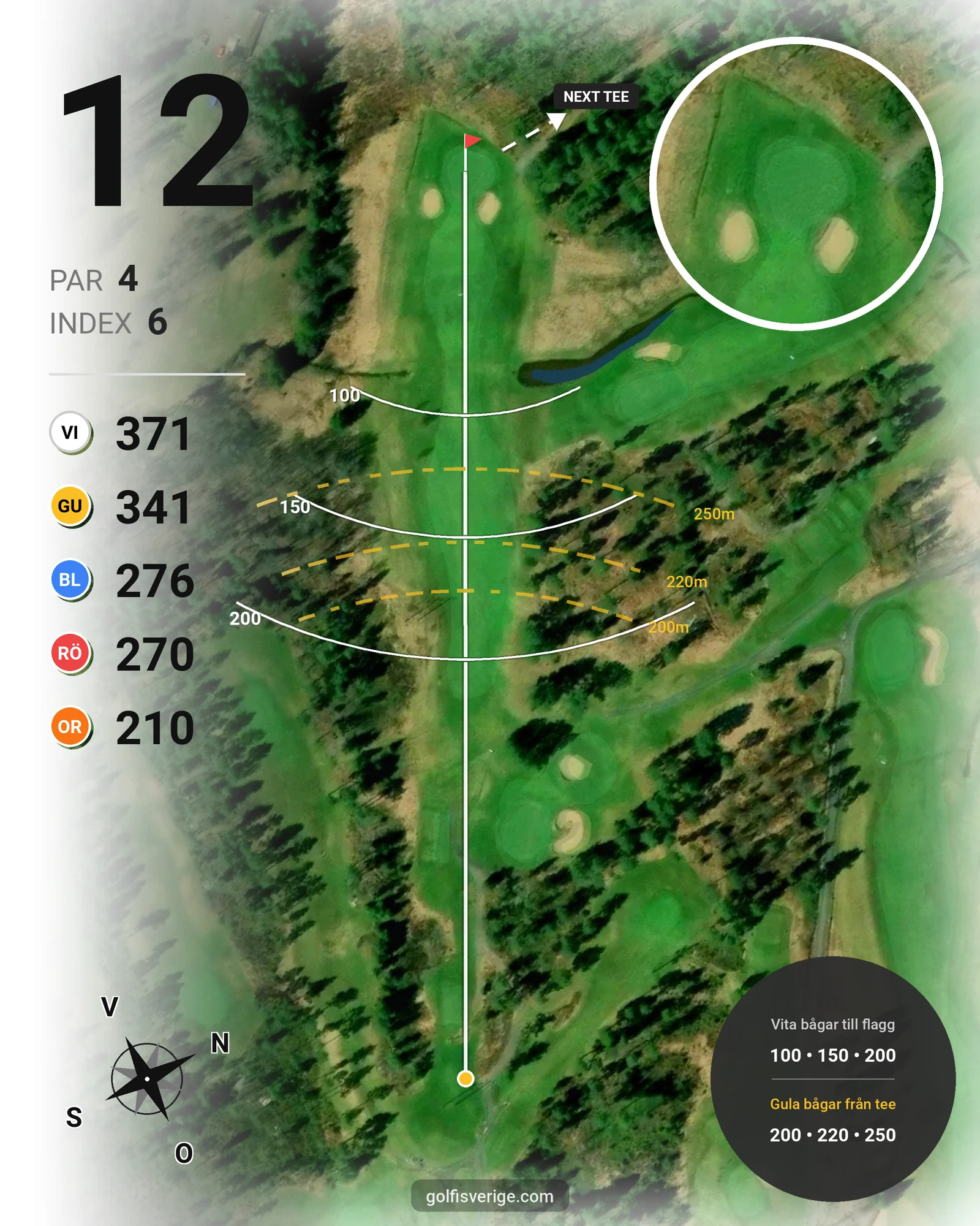 Banguide KARLSTAD GK 18 hål på Karlstads Golfklubb - Hål 12 karta