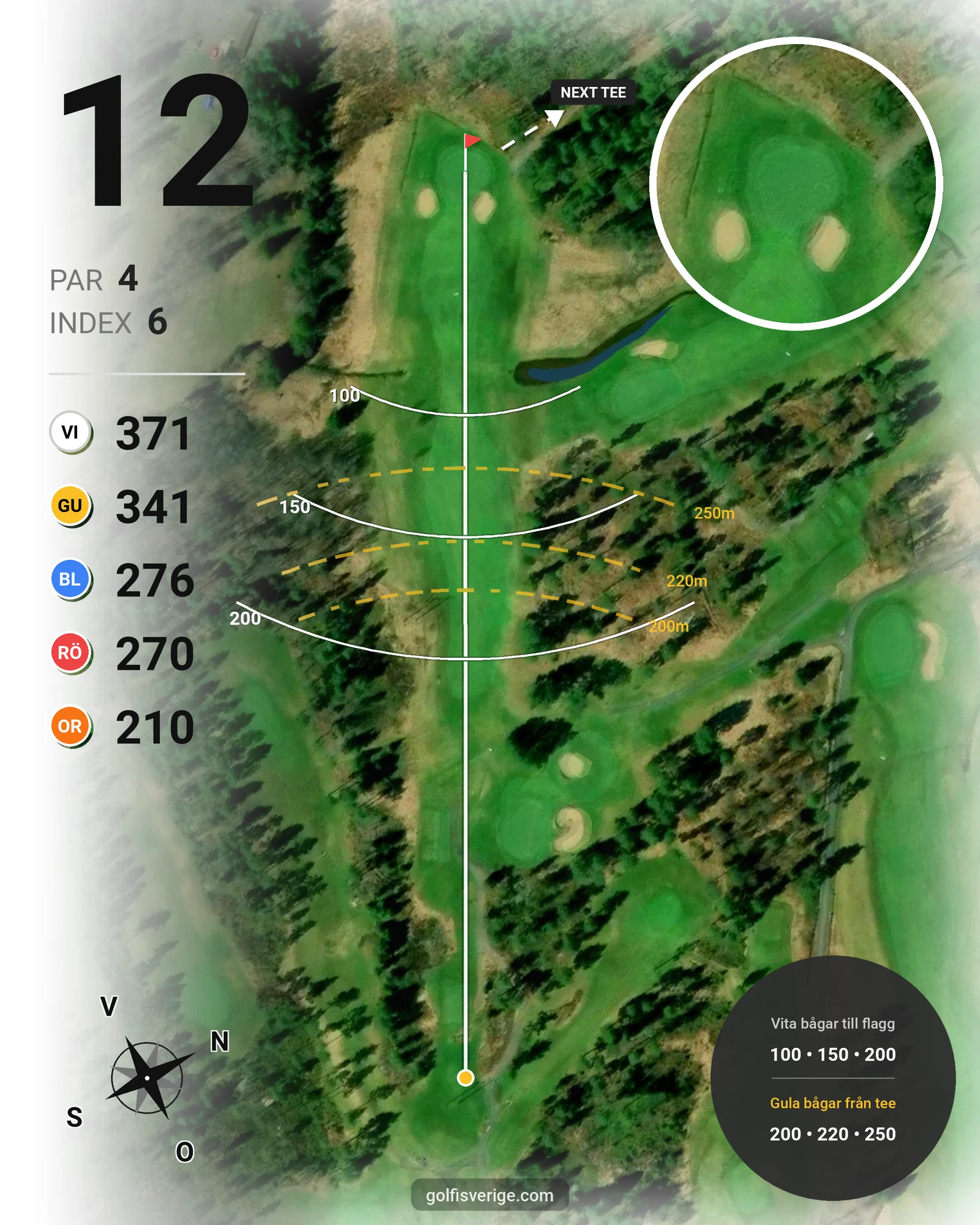 Banguide KARLSTAD GK 18 hål på Karlstads Golfklubb - Hål 12 karta