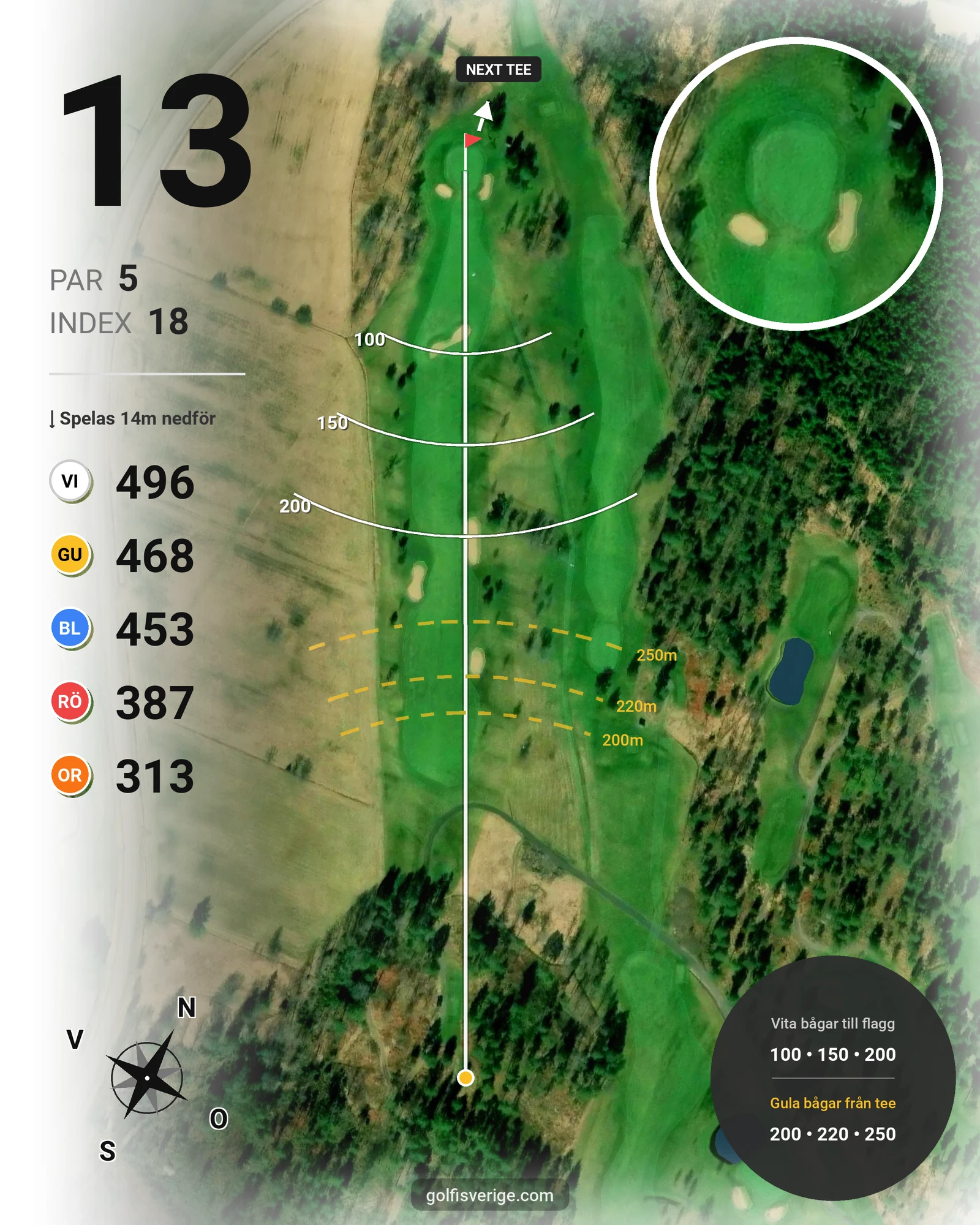Banguide KARLSTAD GK 18 hål på Karlstads Golfklubb - Hål 13 karta
