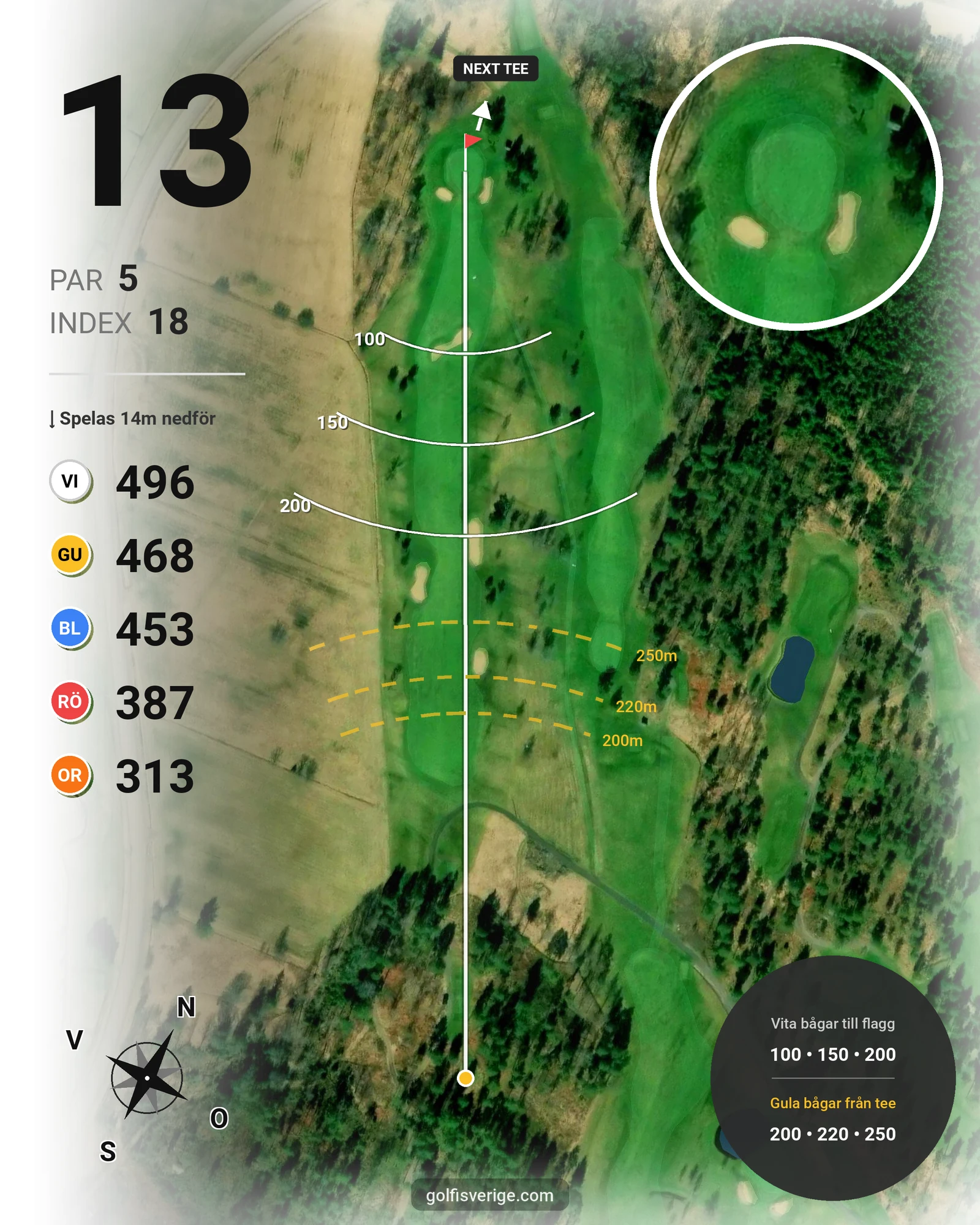 Banguide KARLSTAD GK 18 hål på Karlstads Golfklubb - Hål 13 karta