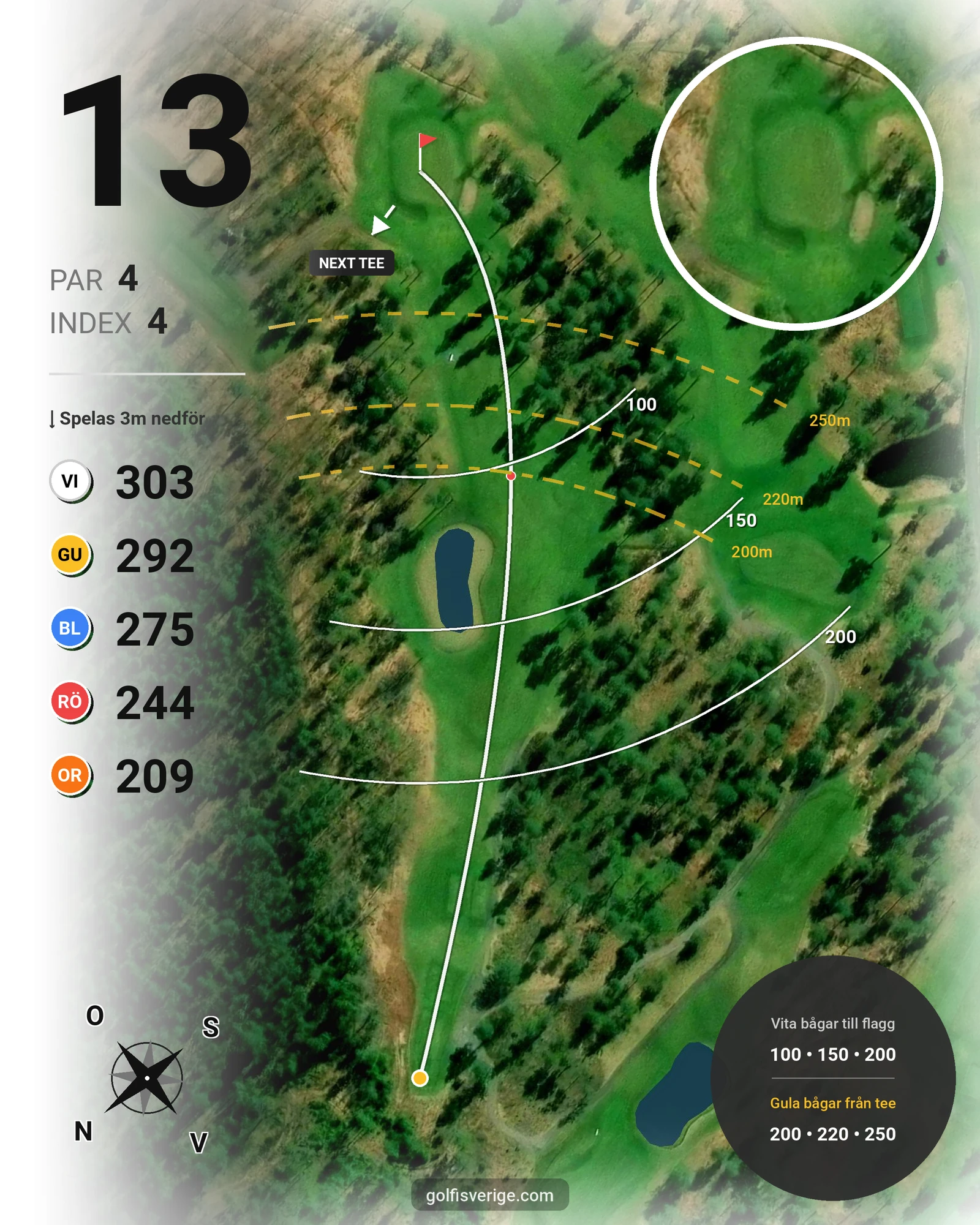 Banguide KARLSTAD GK 9 hål på Karlstads Golfklubb - Hål 13 karta