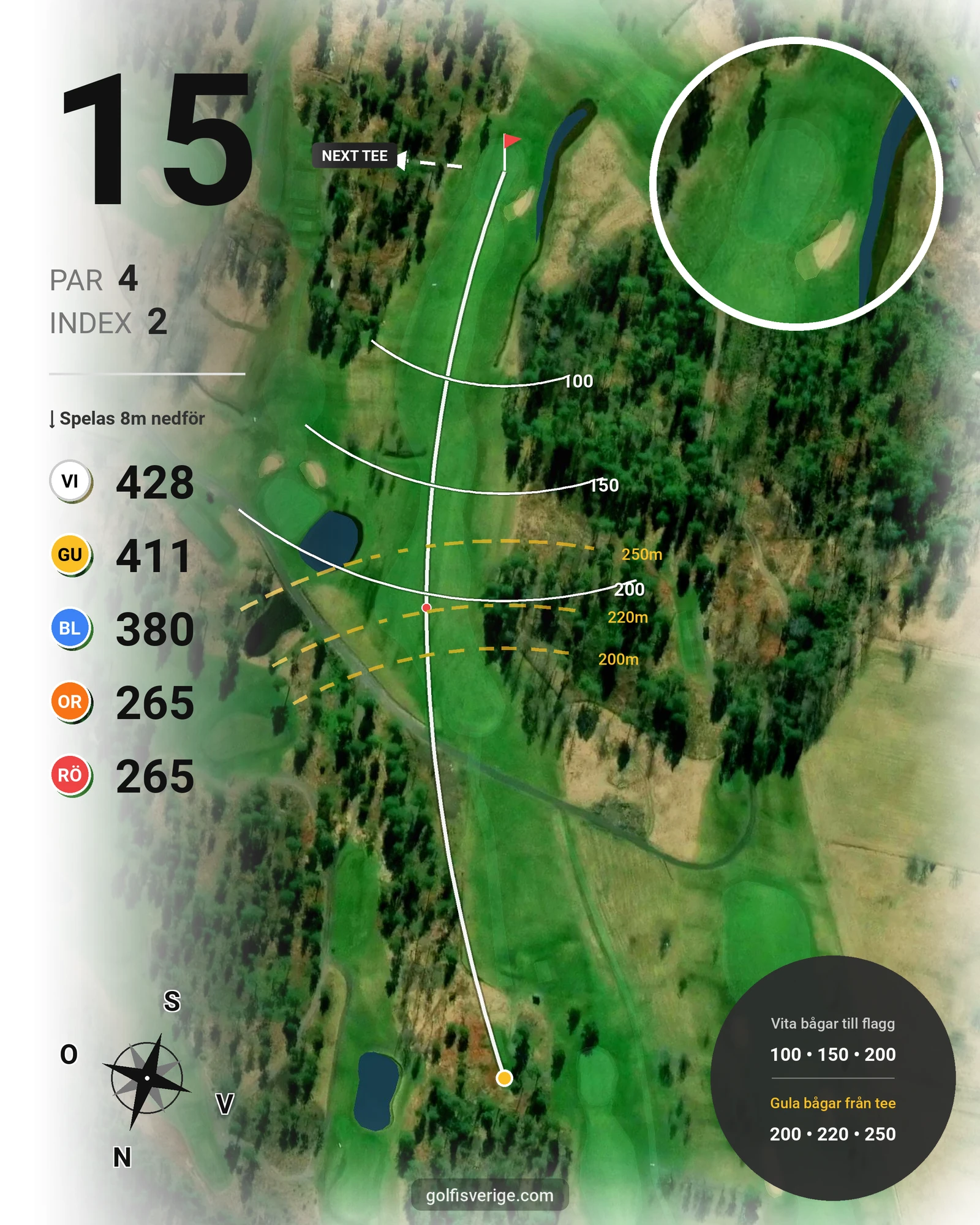 Banguide KARLSTAD GK 18 hål på Karlstads Golfklubb - Hål 15 karta