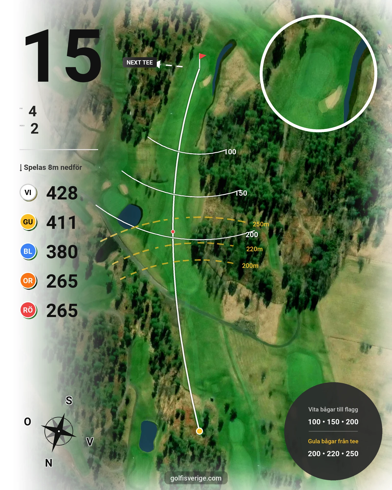 Banguide KARLSTAD GK 18 hål på Karlstads Golfklubb - Hål 15 karta