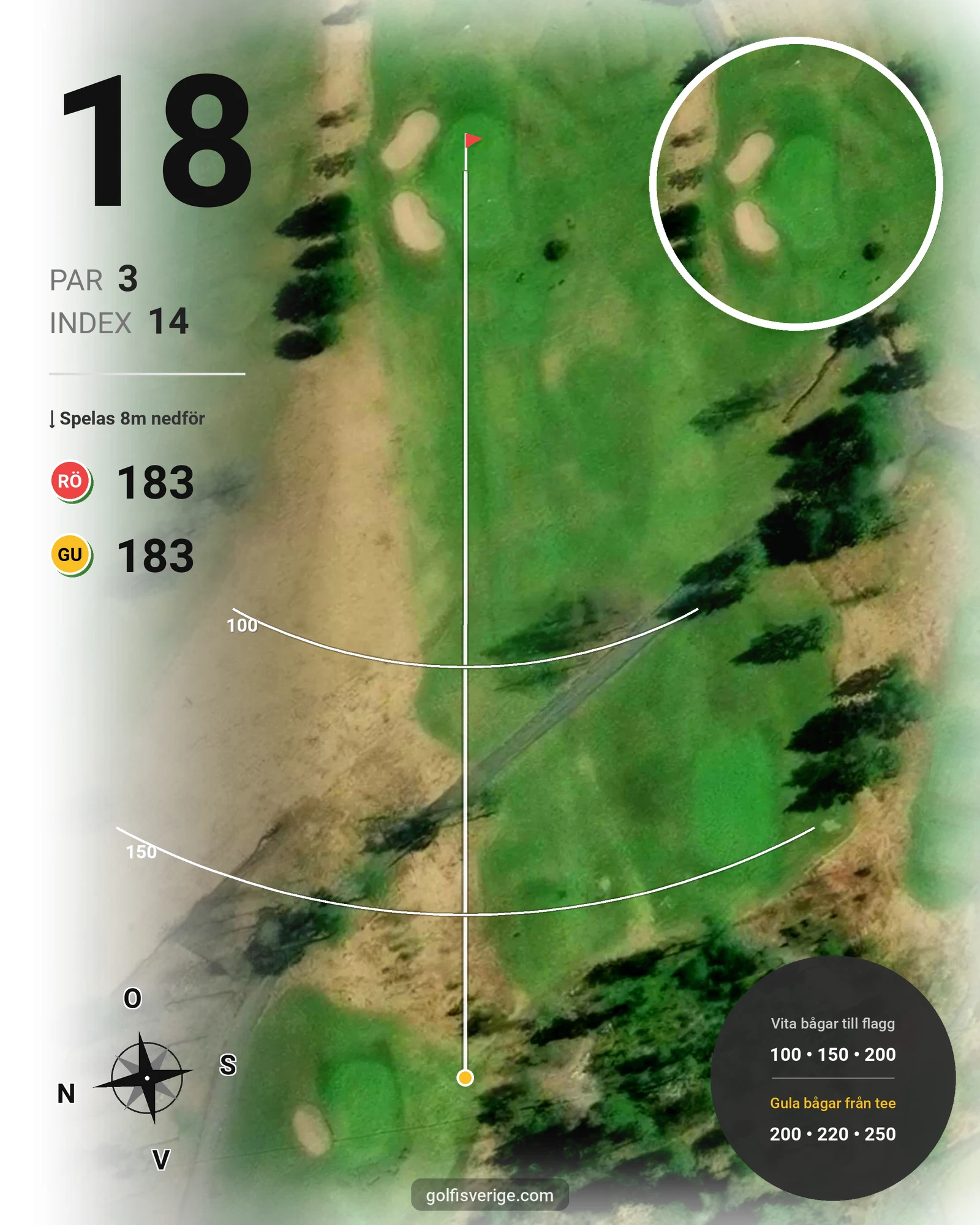Banguide Karlstad GK Solslingan på Karlstads Golfklubb - Hål 18 karta
