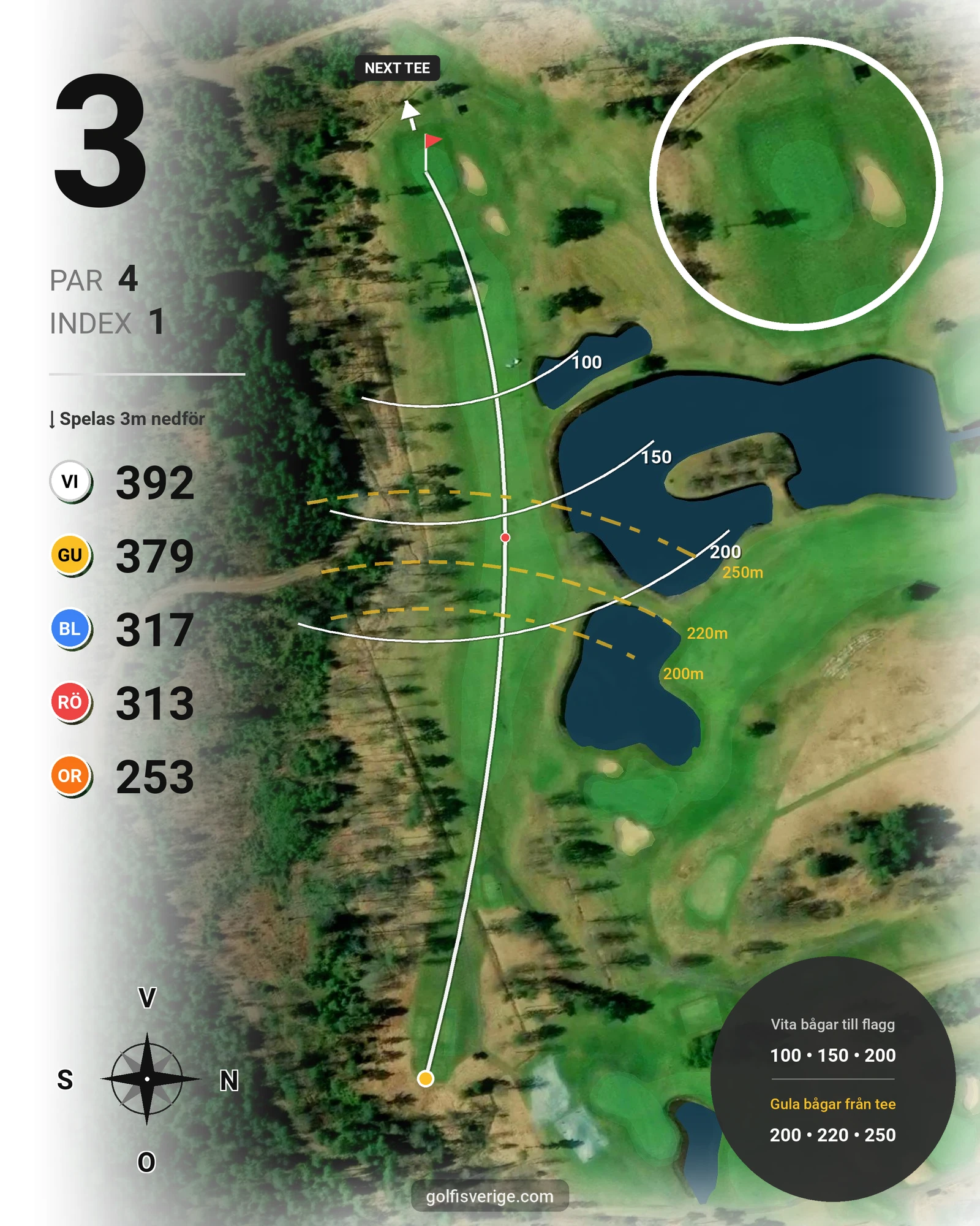 Banguide KARLSTAD GK 9 hål på Karlstads Golfklubb - Hål 3 karta