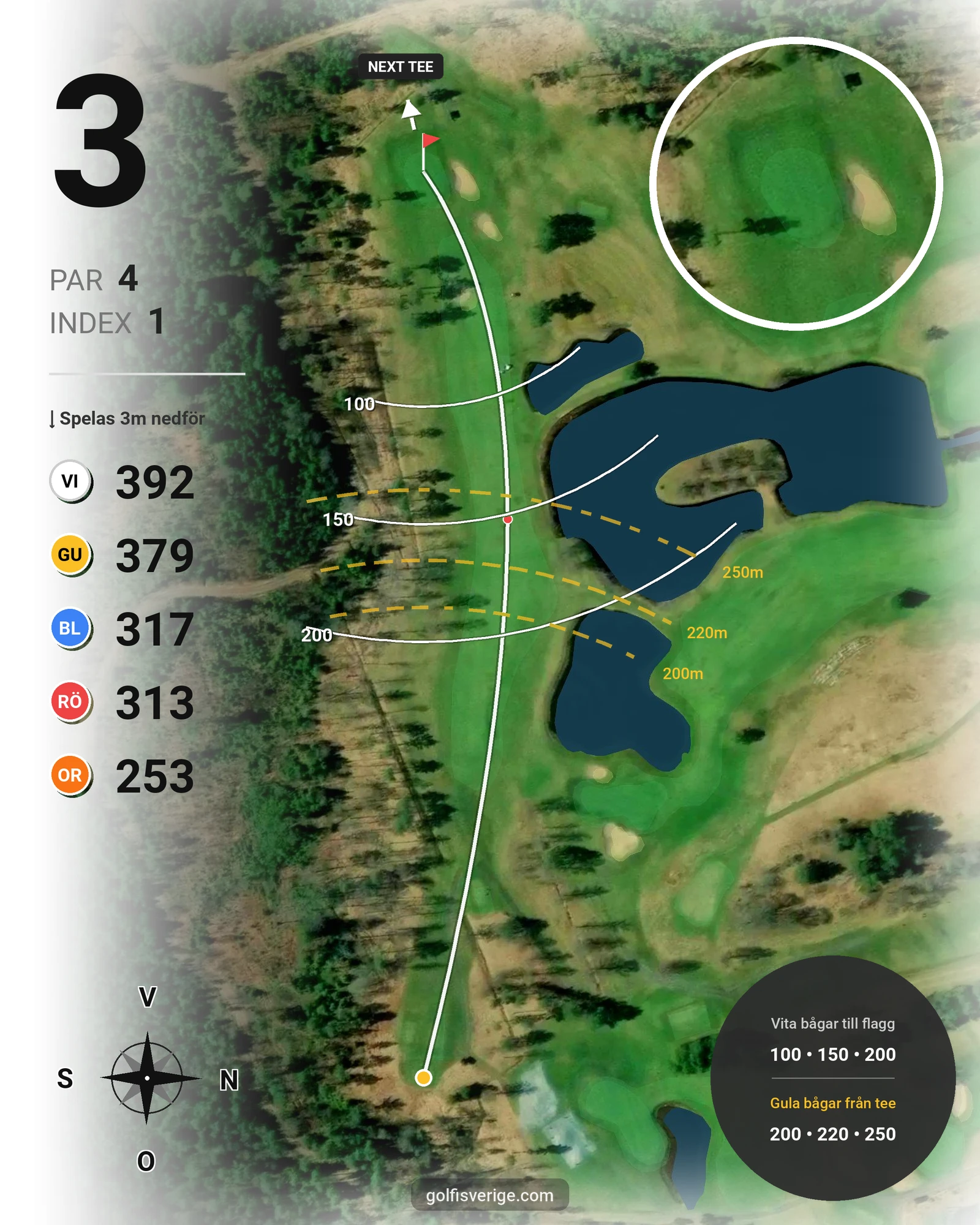 Banguide KARLSTAD GK 18 hål på Karlstads Golfklubb - Hål 3 karta
