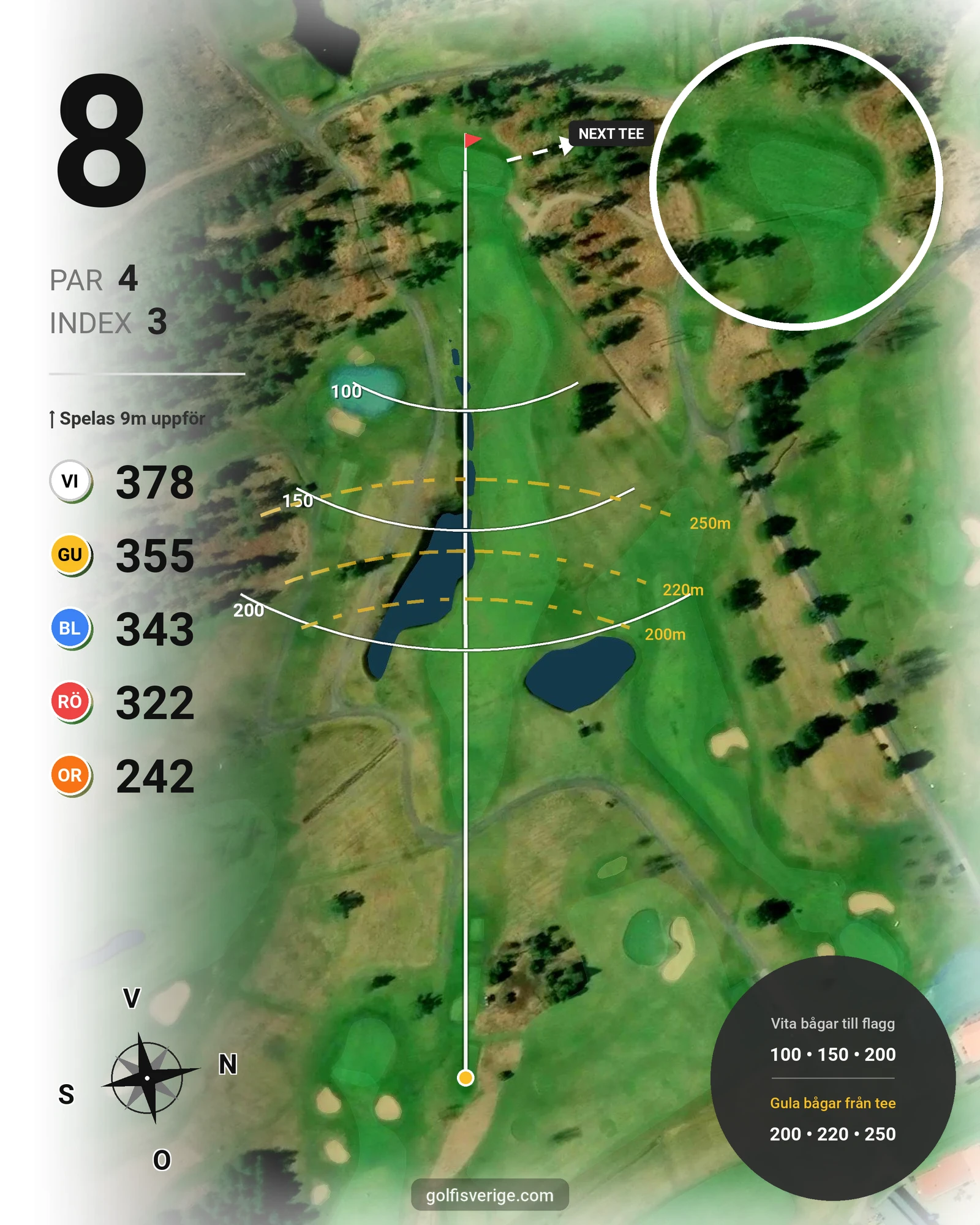 Banguide KARLSTAD GK 18 hål på Karlstads Golfklubb - Hål 8 karta