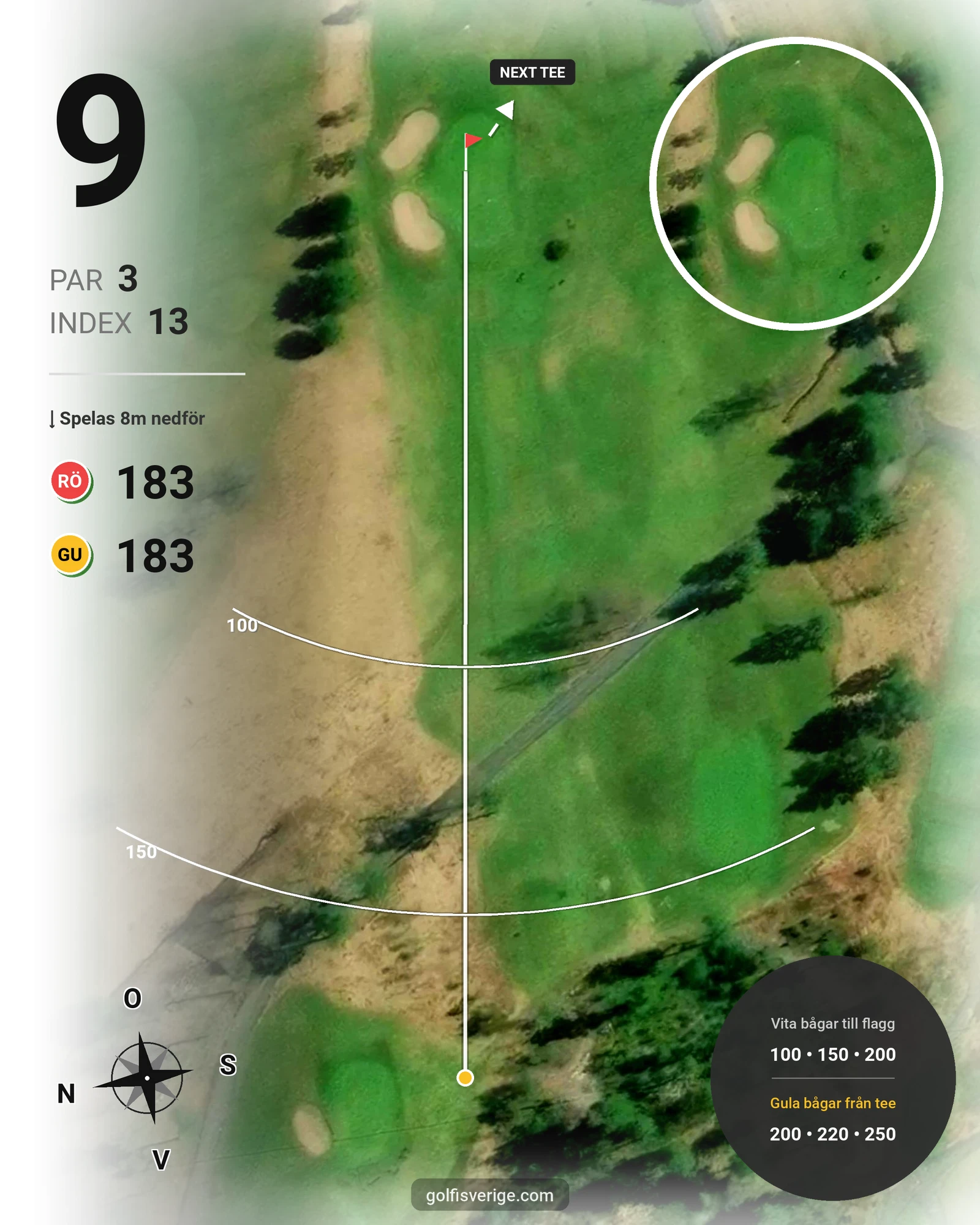 Banguide Karlstad GK Solslingan på Karlstads Golfklubb - Hål 9 karta