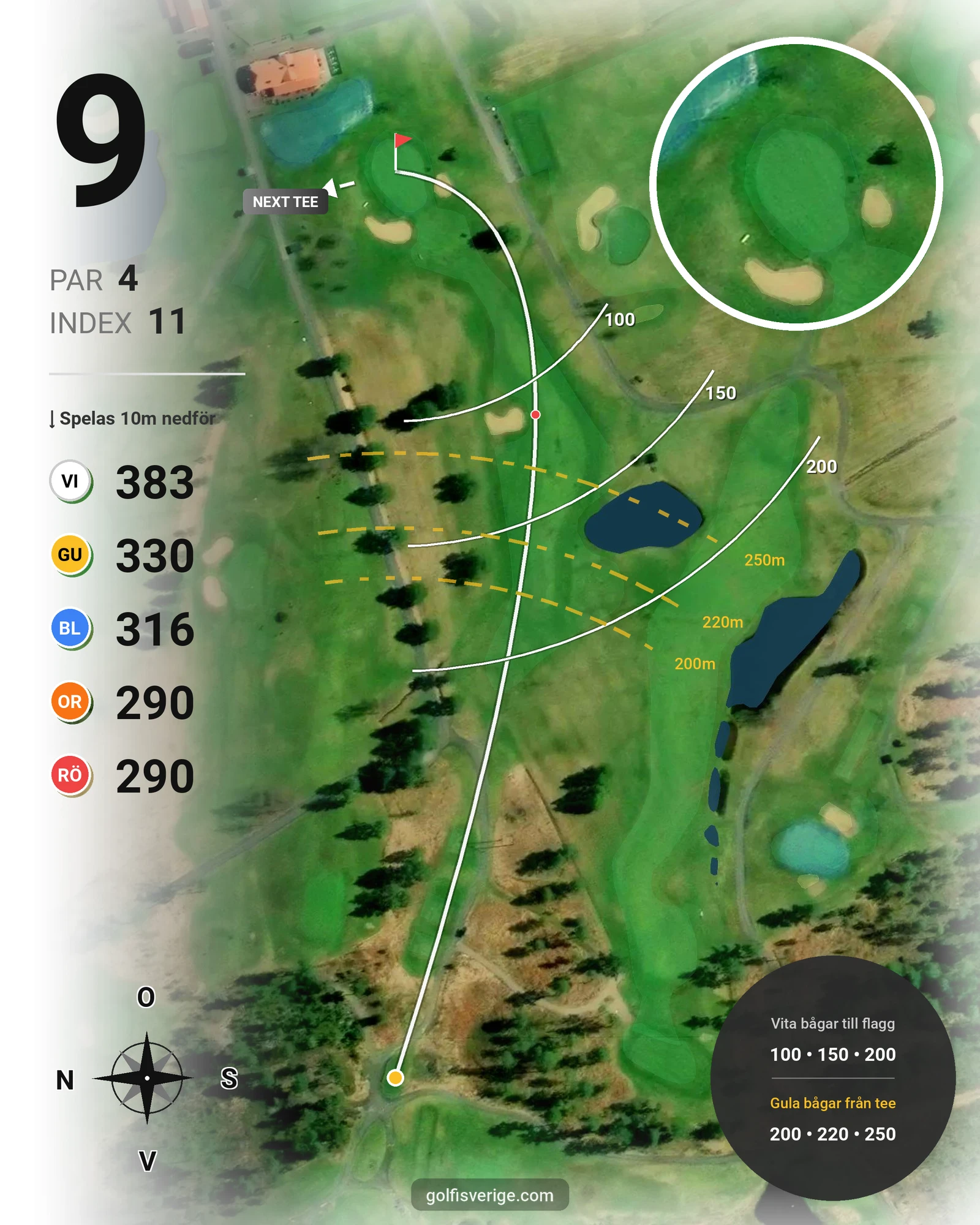 Banguide KARLSTAD GK 18 hål på Karlstads Golfklubb - Hål 9 karta