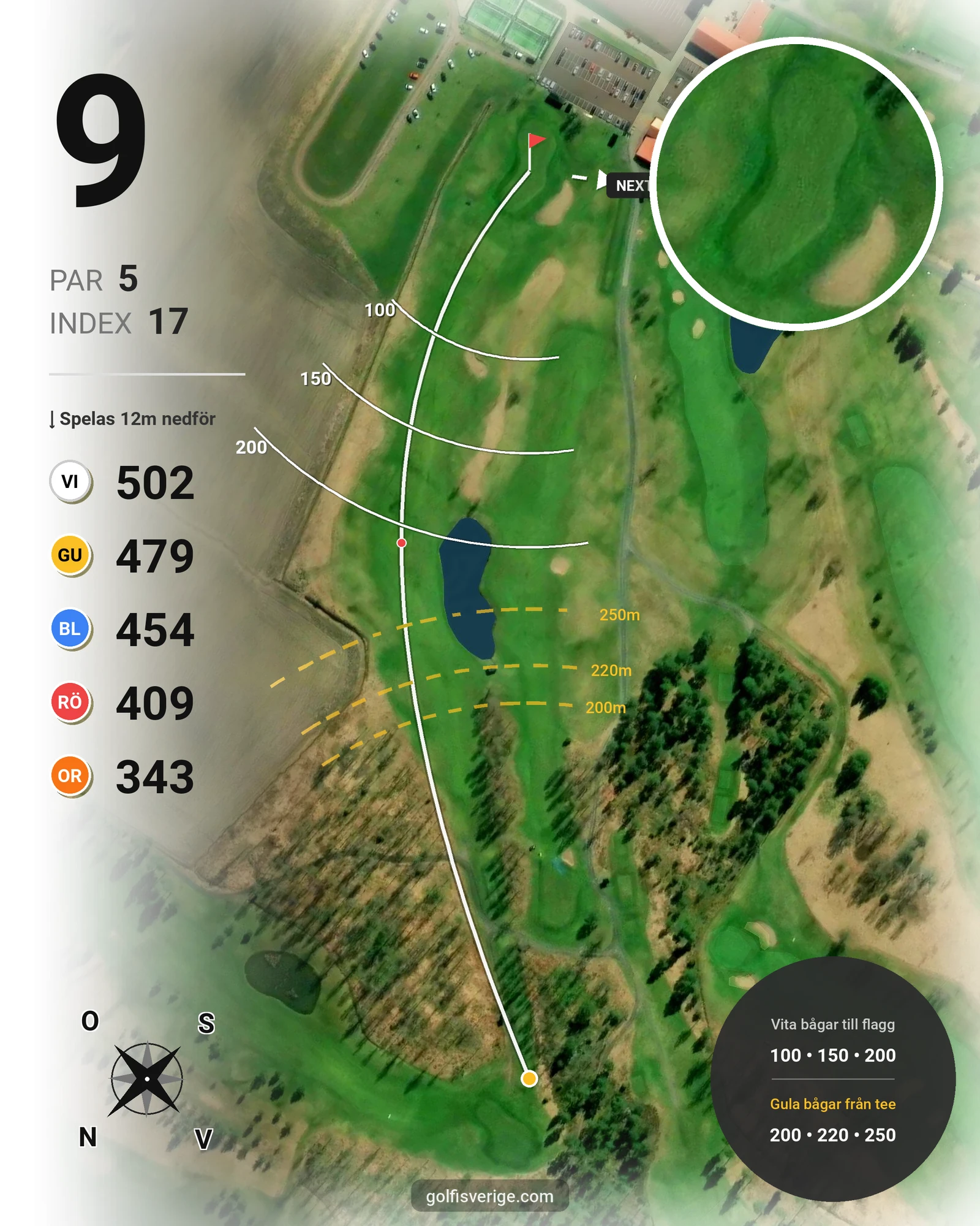 Banguide KARLSTAD GK 18 hål på Karlstads Golfklubb - Hål 9 karta