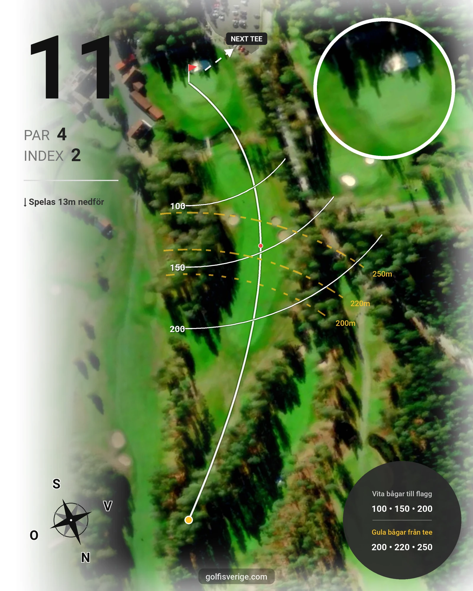 Banguide 18-hålsbanan på Katrineholms Golfklubb - Hål 11 karta