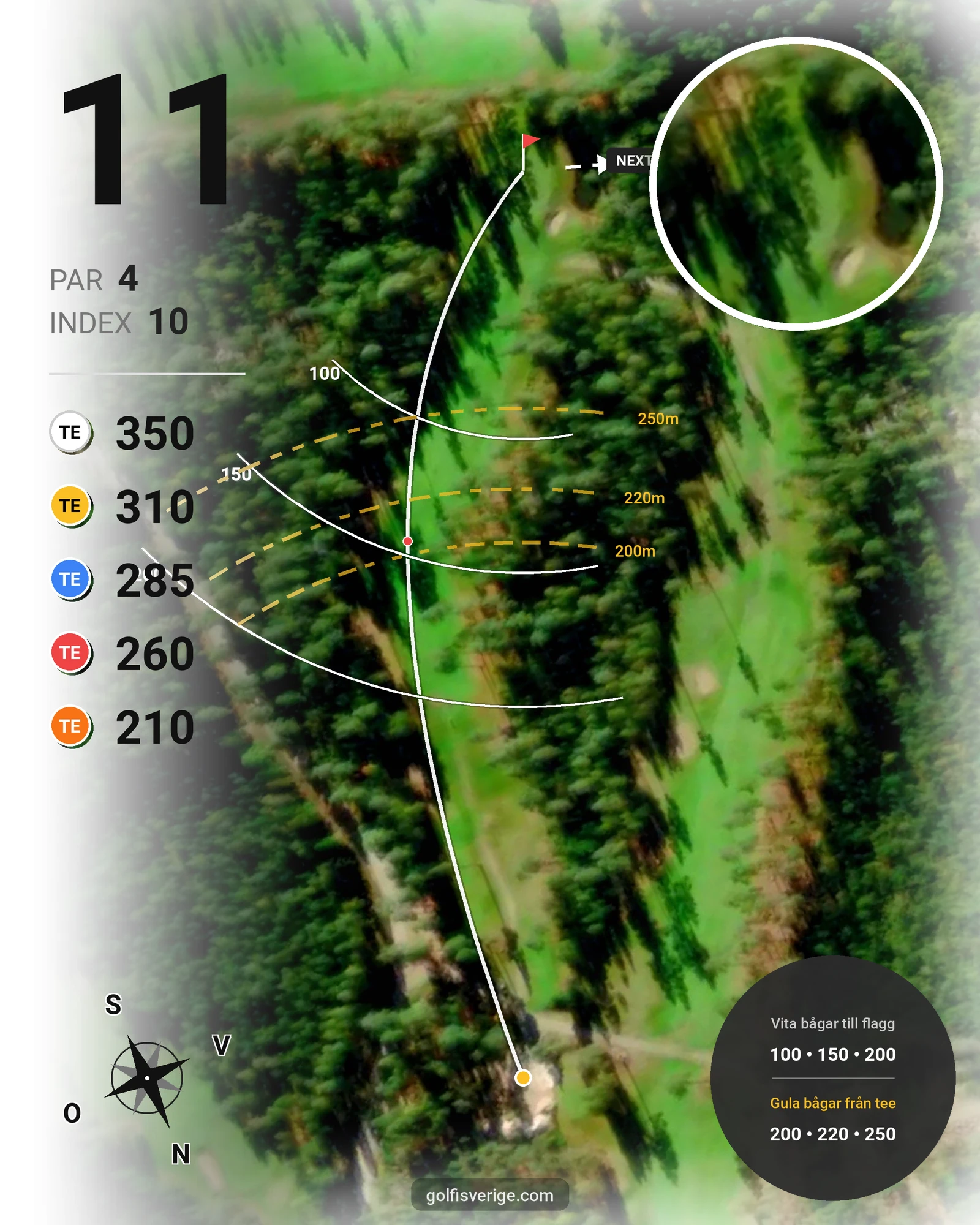 Banguide 9-hålsbanan på Katrineholms Golfklubb - Hål 11 karta