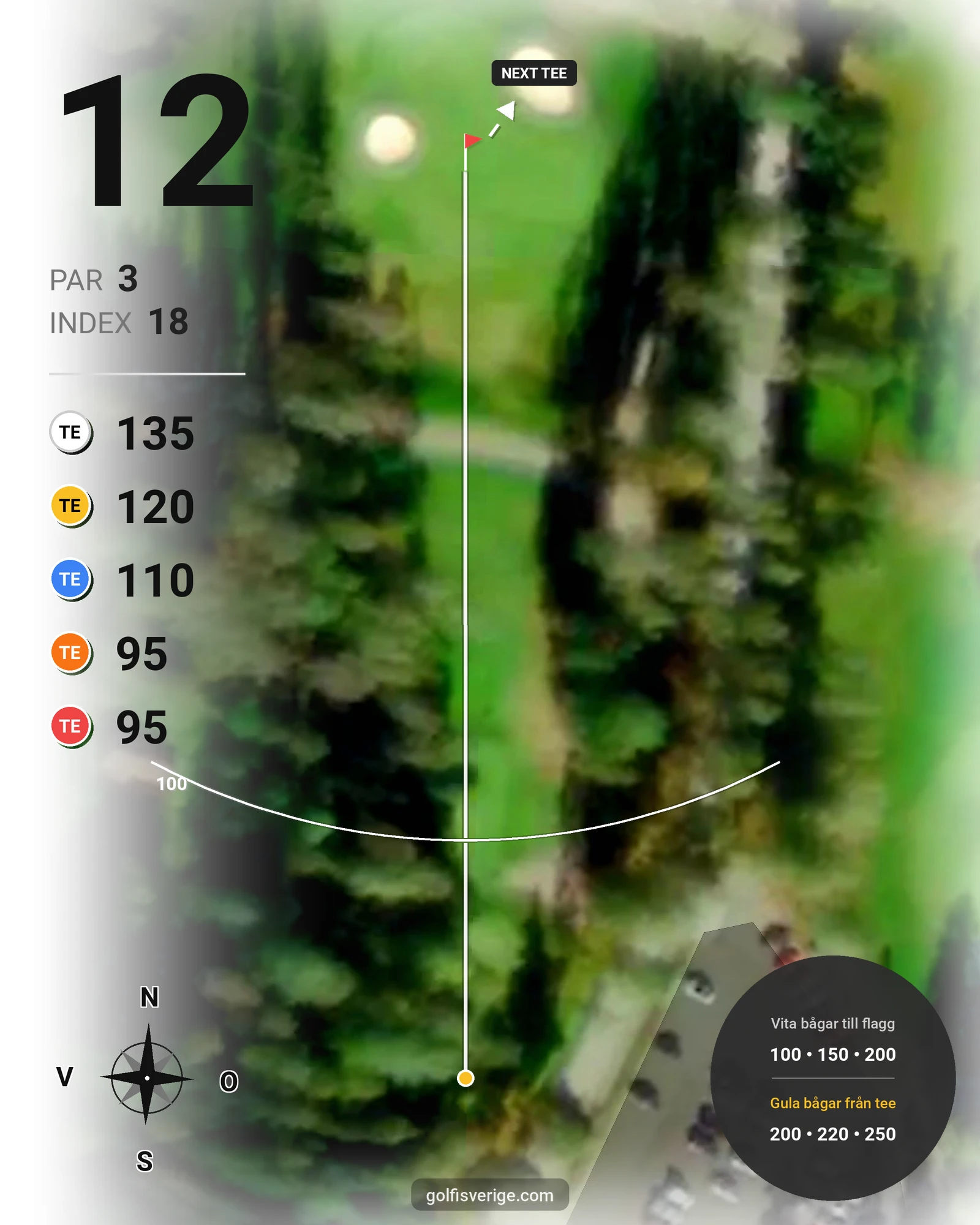 Banguide 18-hålsbanan på Katrineholms Golfklubb - Hål 12 karta