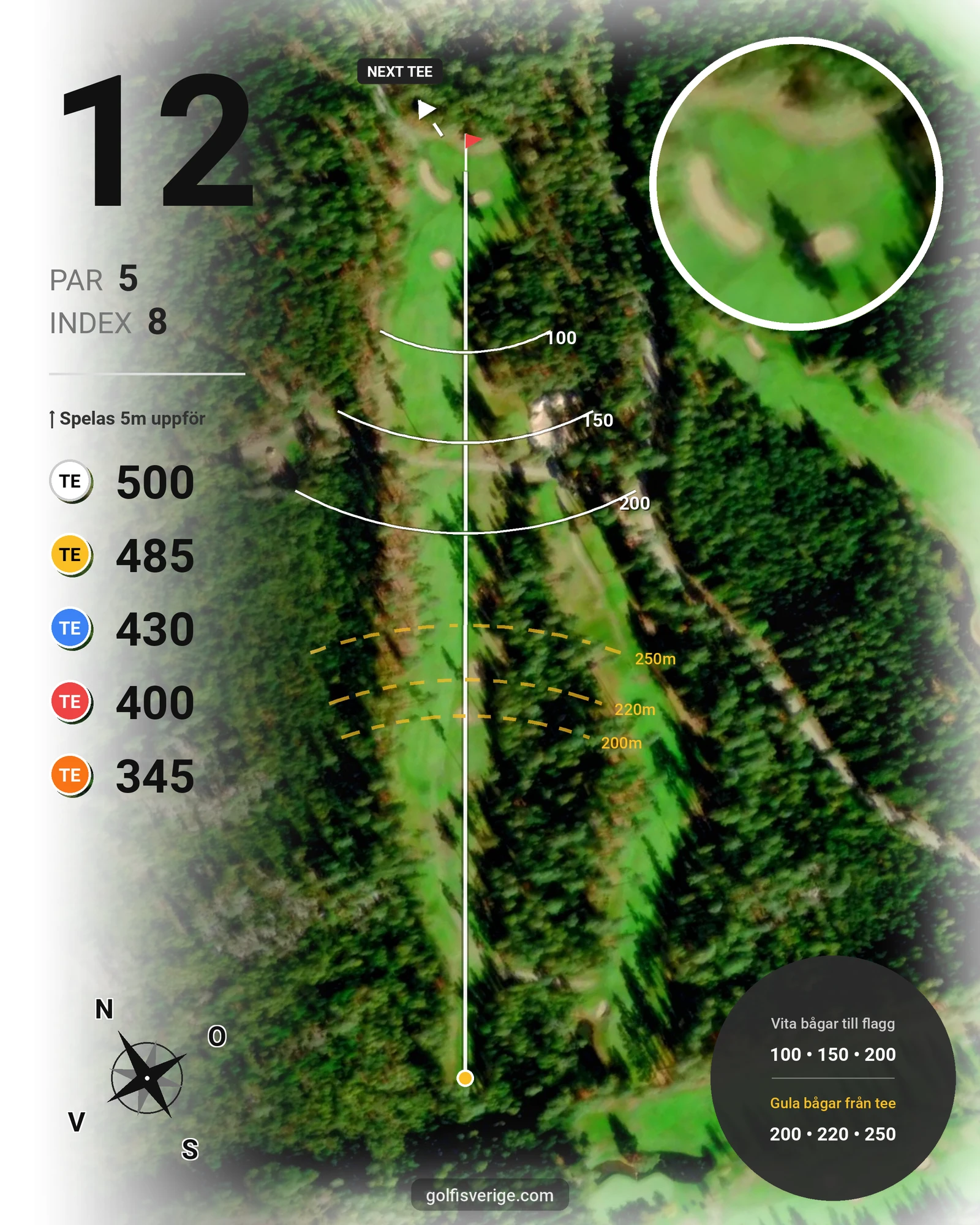 Banguide 9-hålsbanan på Katrineholms Golfklubb - Hål 12 karta