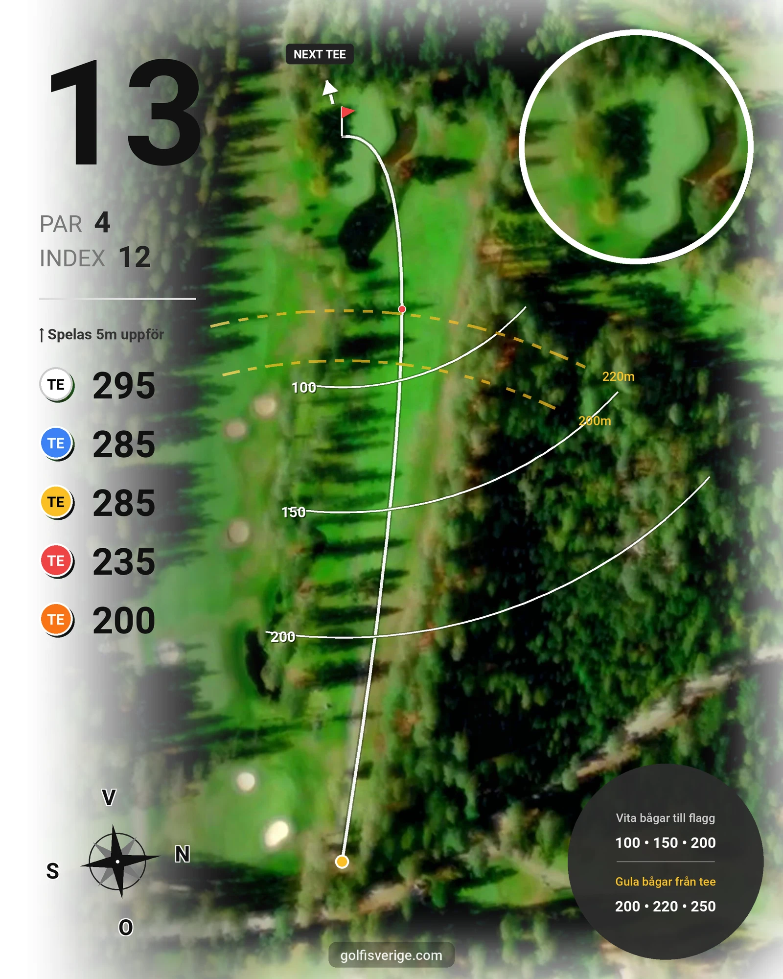 Banguide 18-hålsbanan på Katrineholms Golfklubb - Hål 13 karta