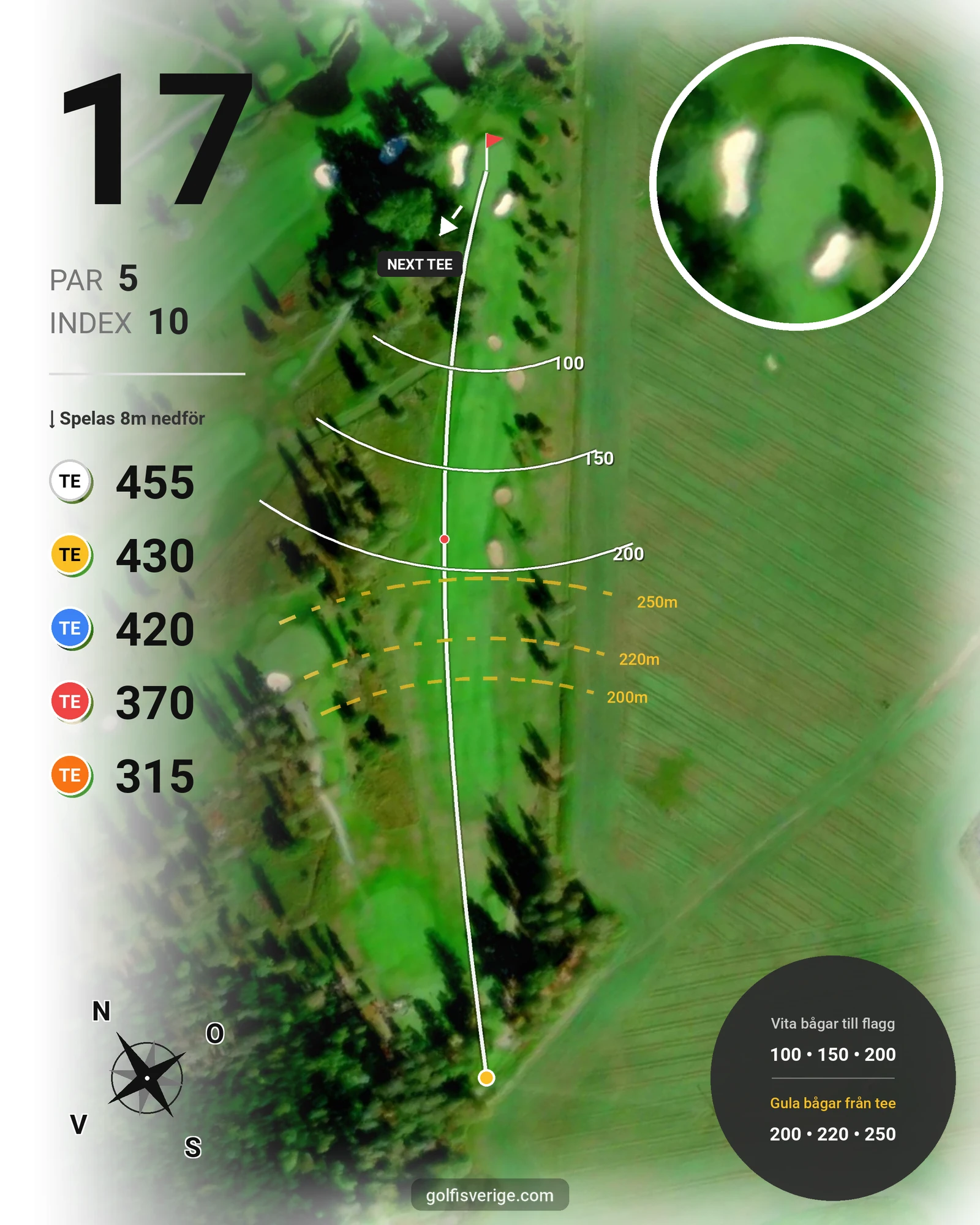 Banguide 18-hålsbanan på Katrineholms Golfklubb - Hål 17 karta