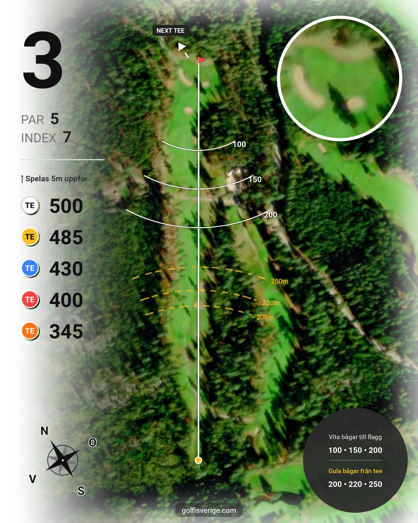Banguide 9-hålsbanan på Katrineholms Golfklubb - Hål 3 karta