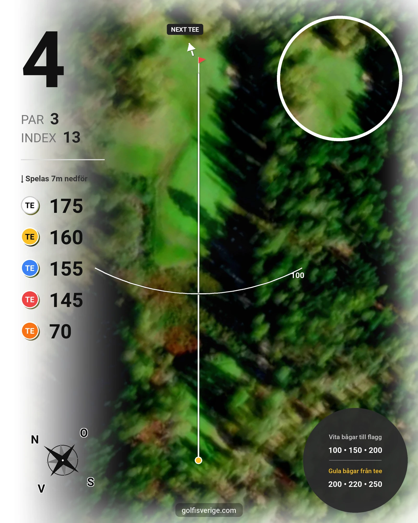 Banguide 9-hålsbanan på Katrineholms Golfklubb - Hål 4 karta