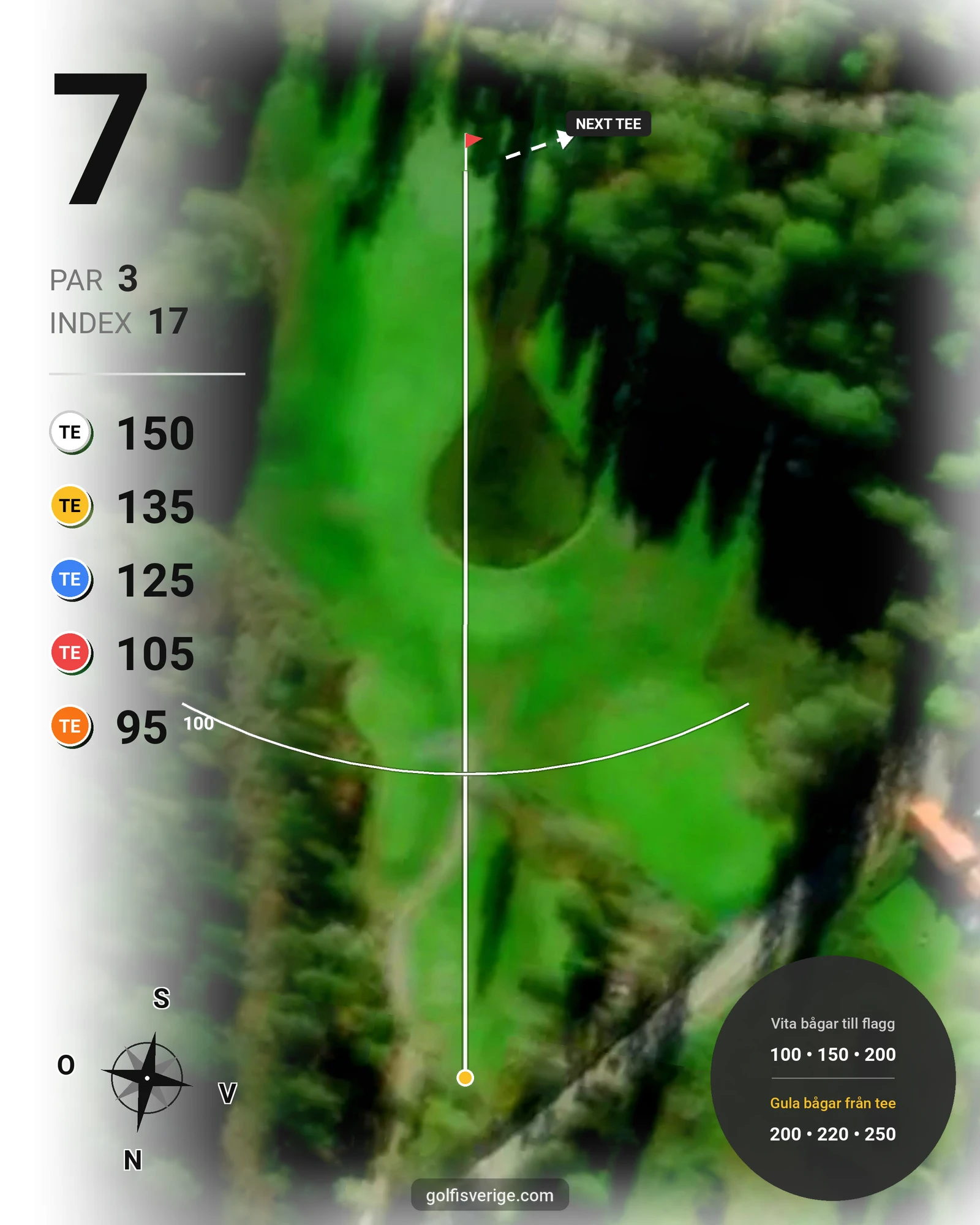 Banguide 9-hålsbanan på Katrineholms Golfklubb - Hål 7 karta