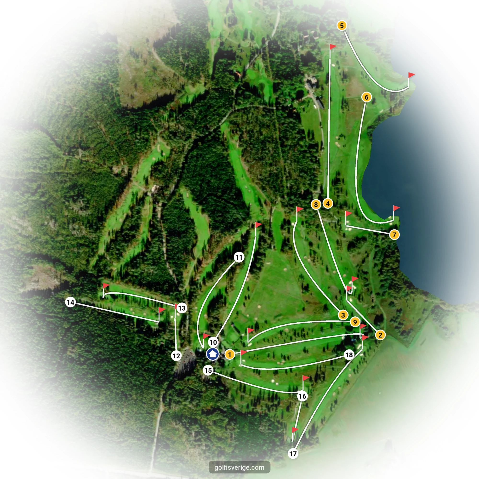Banguide för 18-hålsbanan på Katrineholms Golfklubb