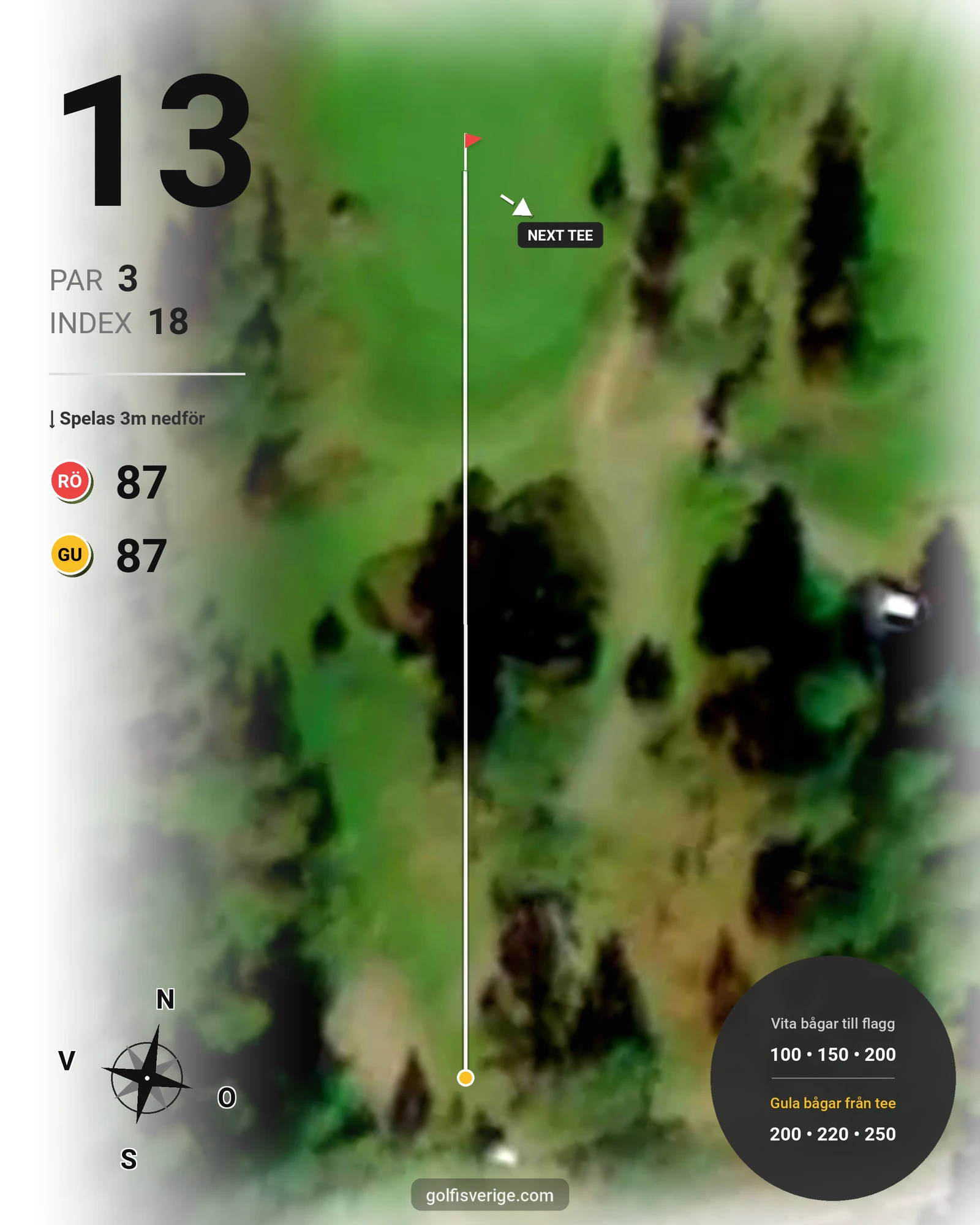 Banguide Björndal på Kinda Golfklubb - Hål 13 karta