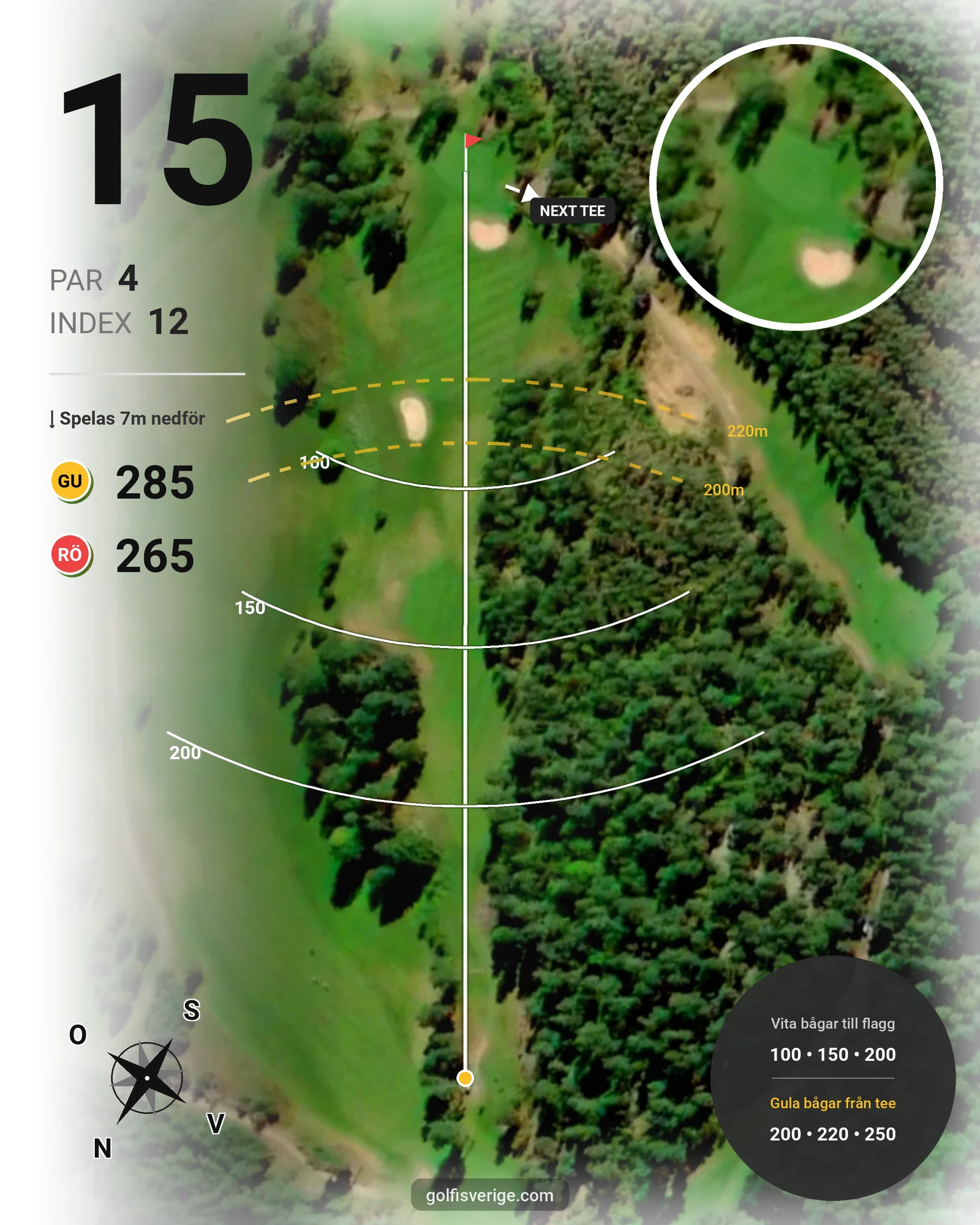 Banguide Björndal på Kinda Golfklubb - Hål 15 karta