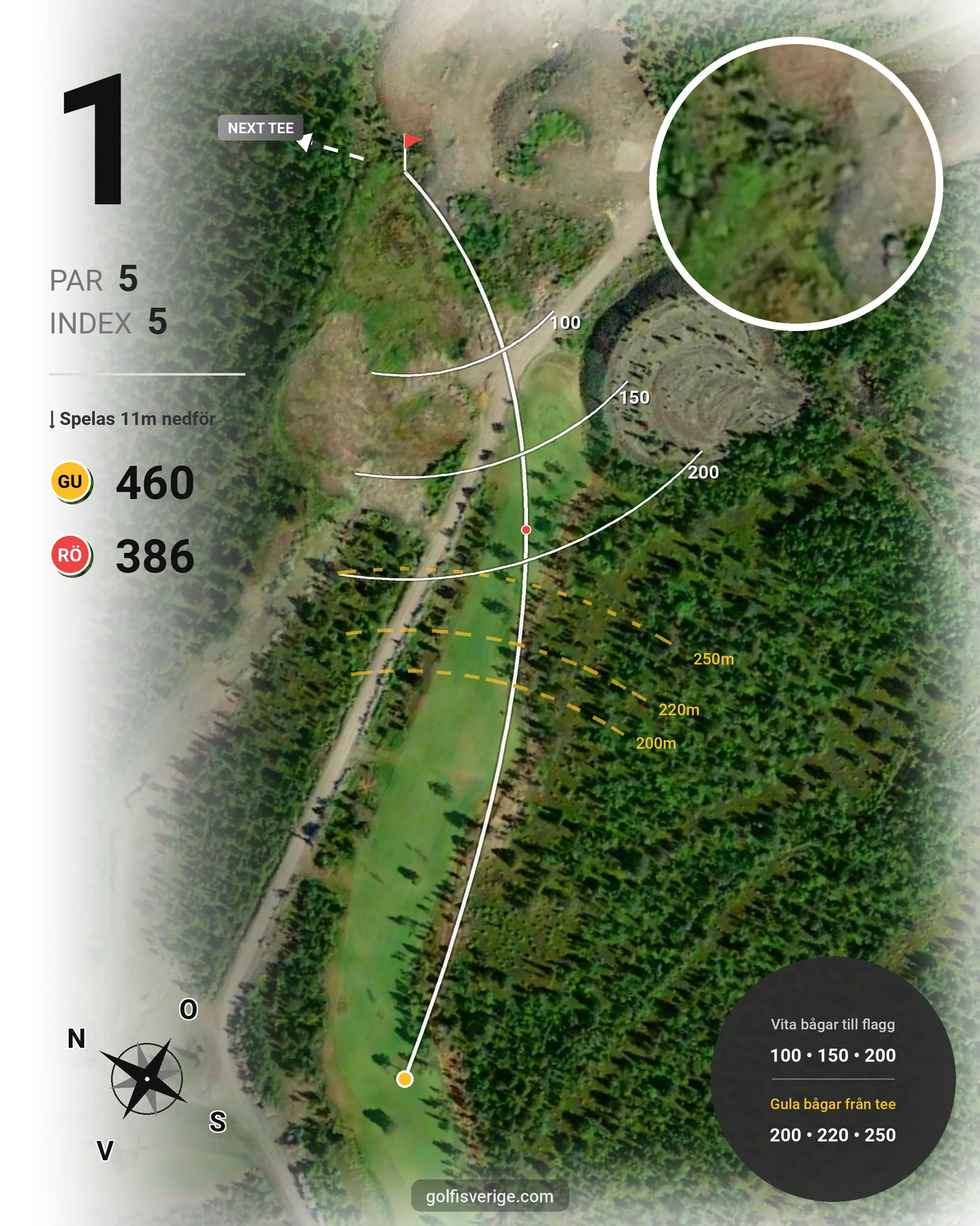 Banguide Kiruna - Iron Mine Course på Kiruna Golfklubb - Hål 1 karta