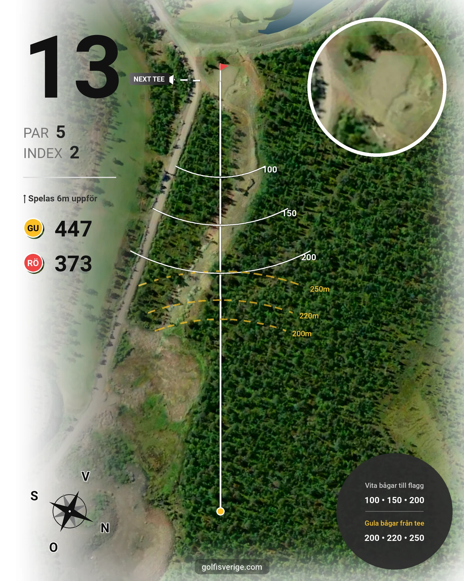 Banguide Kiruna - Iron Mine Course på Kiruna Golfklubb - Hål 13 karta